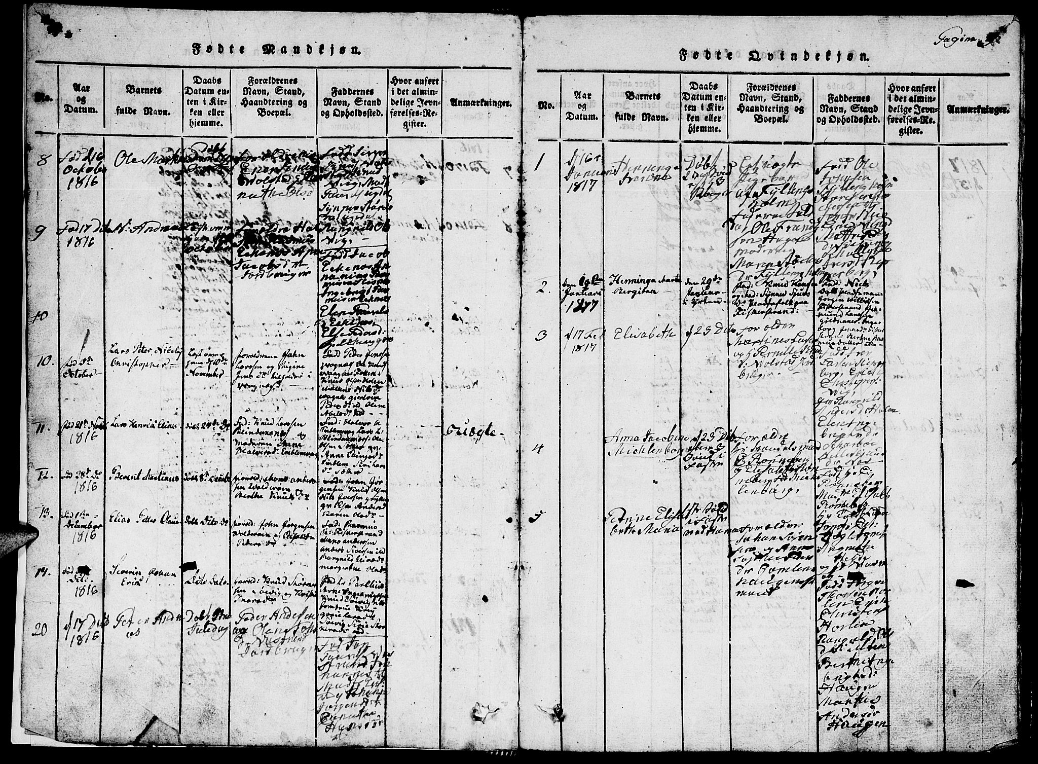 Ministerialprotokoller, klokkerbøker og fødselsregistre - Møre og Romsdal, AV/SAT-A-1454/528/L0423: Parish register (copy) no. 528C04, 1816-1827, p. 4-5