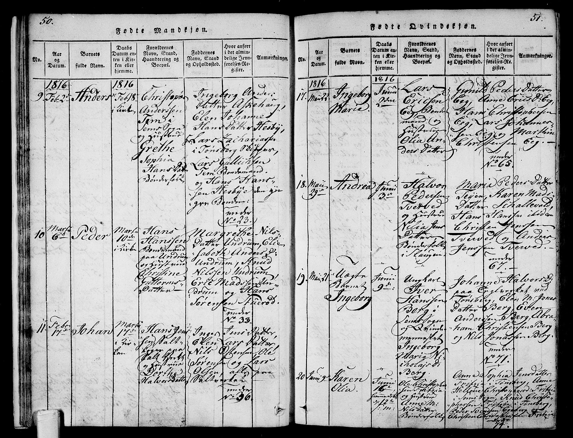 Sem kirkebøker, AV/SAKO-A-5/F/Fa/L0004: Parish register (official) no. I 4, 1814-1825, p. 50-51