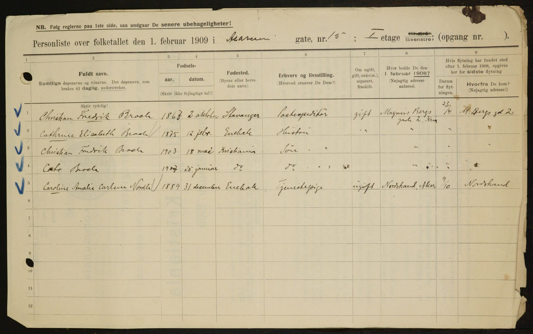 OBA, Municipal Census 1909 for Kristiania, 1909, p. 118939