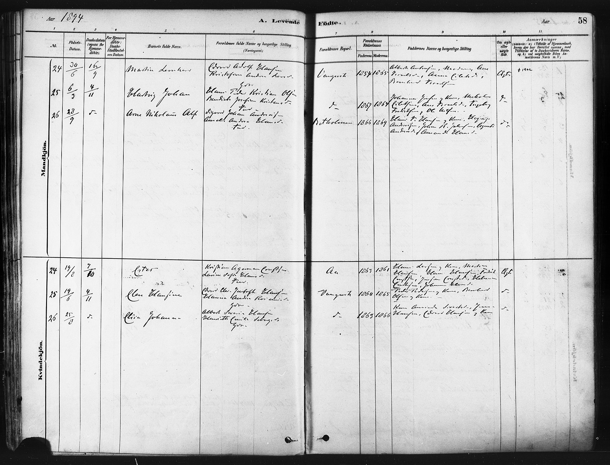 Tranøy sokneprestkontor, SATØ/S-1313/I/Ia/Iaa/L0009kirke: Parish register (official) no. 9, 1878-1904, p. 58