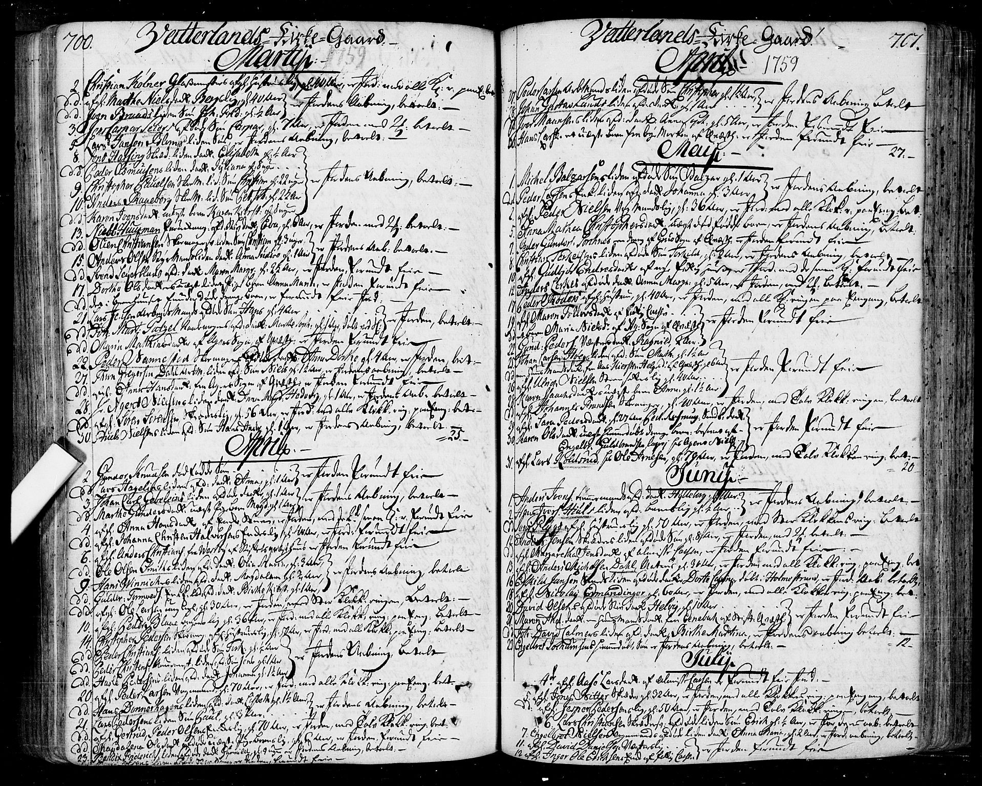 Oslo domkirke Kirkebøker, SAO/A-10752/F/Fa/L0004: Parish register (official) no. 4, 1743-1786, p. 700-701