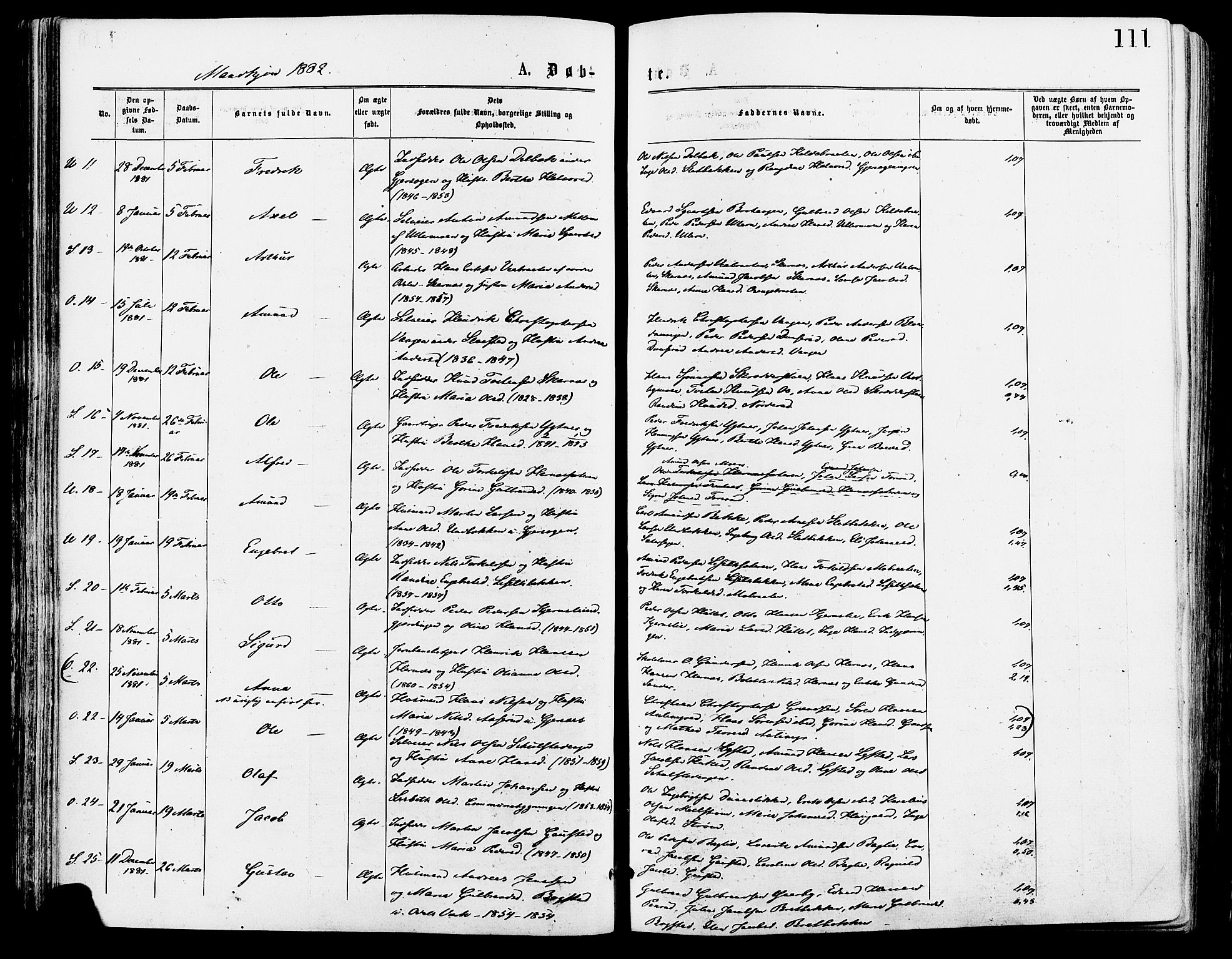 Sør-Odal prestekontor, SAH/PREST-030/H/Ha/Haa/L0005: Parish register (official) no. 5, 1876-1885, p. 111