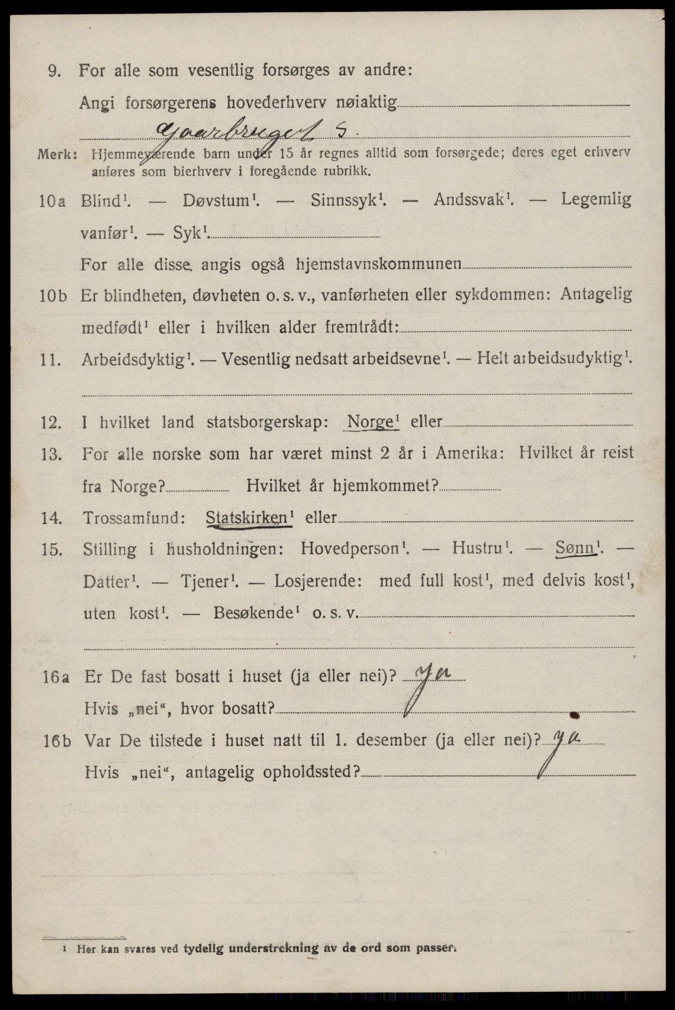 SAST, 1920 census for Jelsa, 1920, p. 949