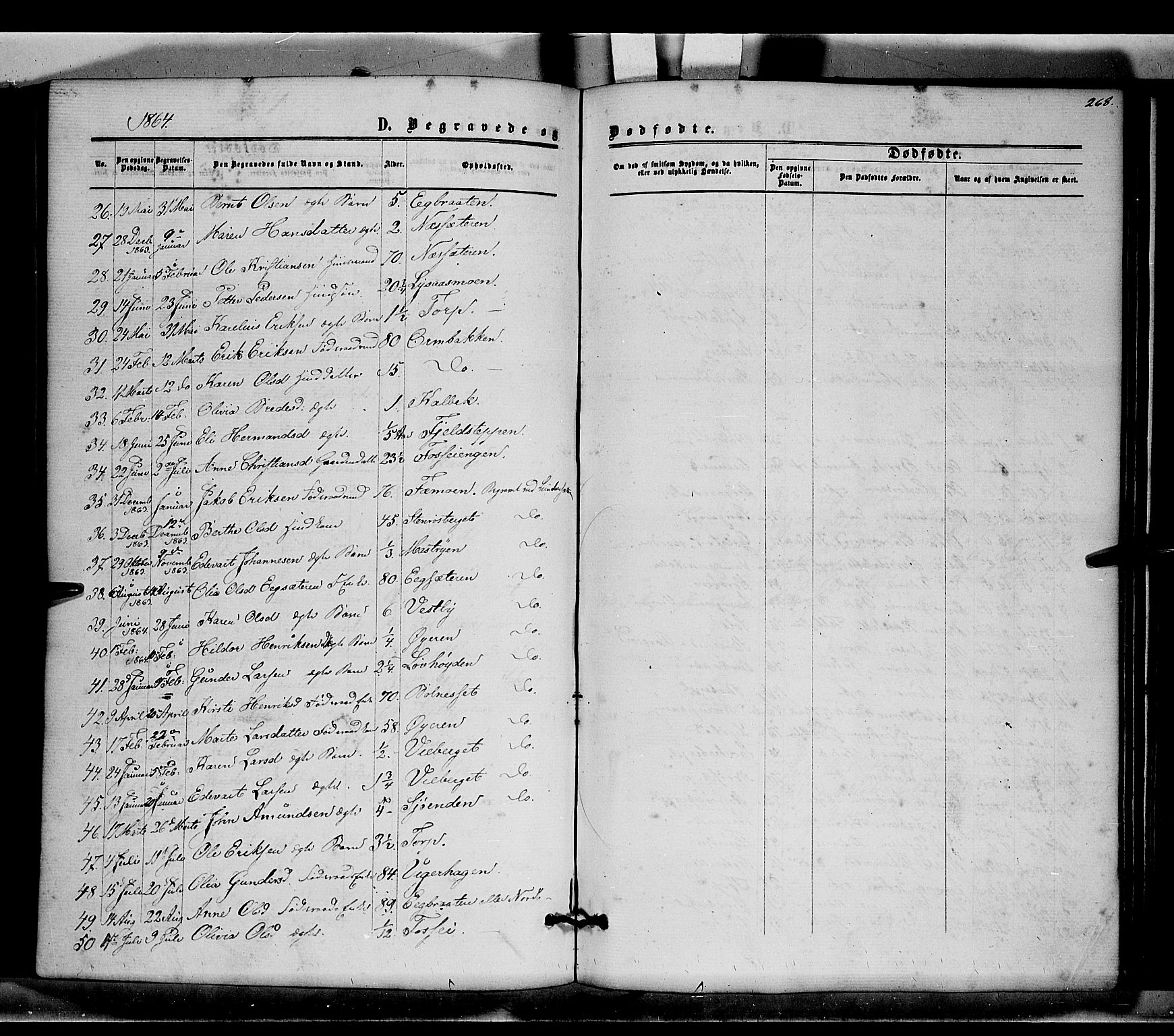 Brandval prestekontor, SAH/PREST-034/H/Ha/Haa/L0001: Parish register (official) no. 1, 1864-1879, p. 268