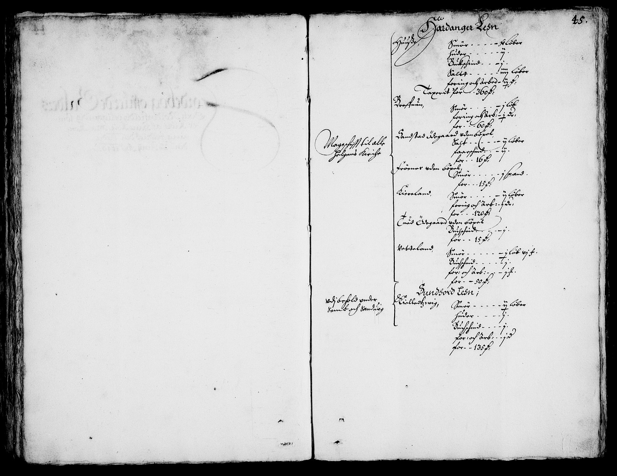 Rentekammeret inntil 1814, Realistisk ordnet avdeling, AV/RA-EA-4070/On/L0001/0002: Statens gods / [Jj 2]: Jordebok og forklaring over atkomstene til Hannibal Sehesteds gods, 1651, p. 1044b-1045a