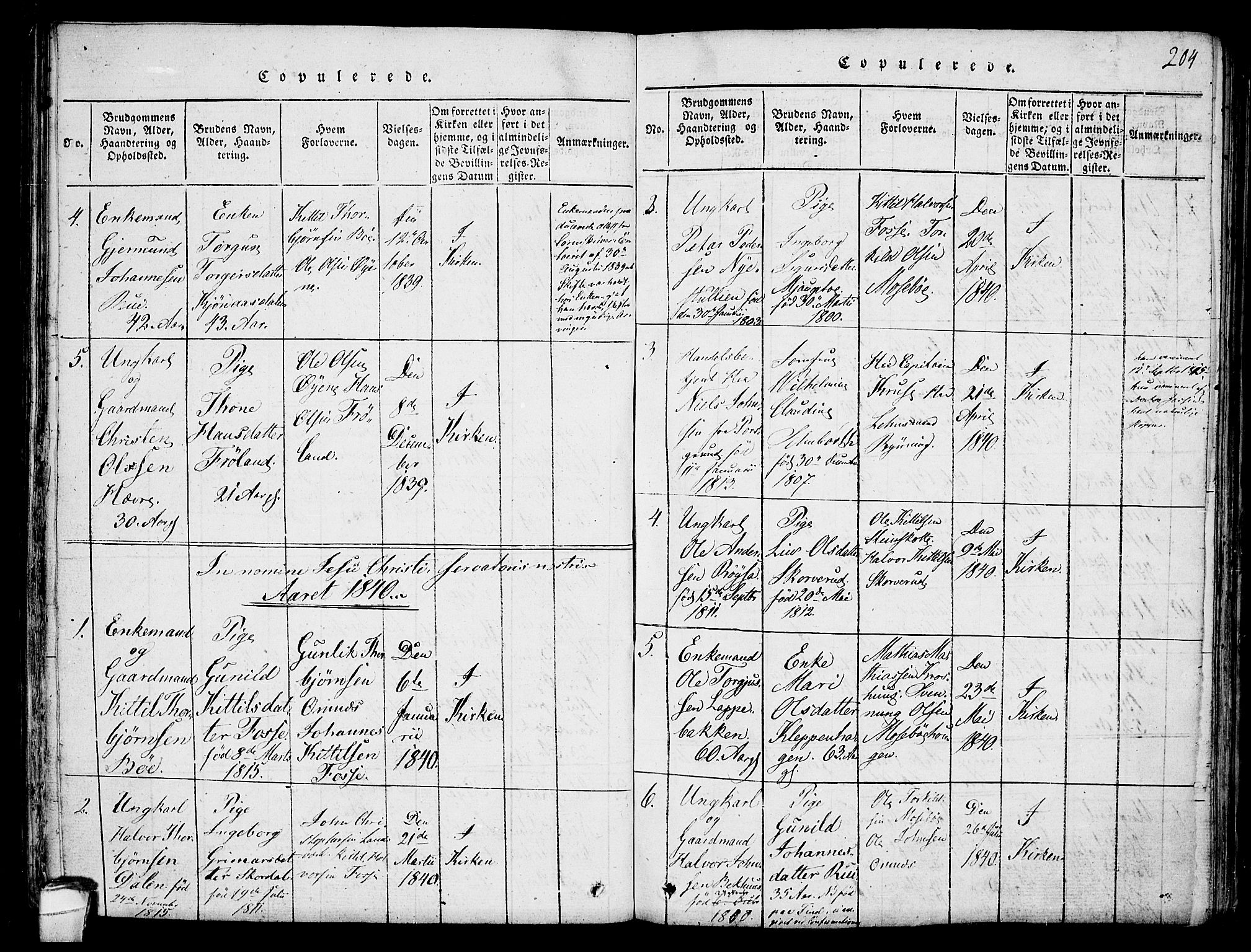 Hjartdal kirkebøker, SAKO/A-270/F/Fb/L0001: Parish register (official) no. II 1, 1815-1843, p. 204