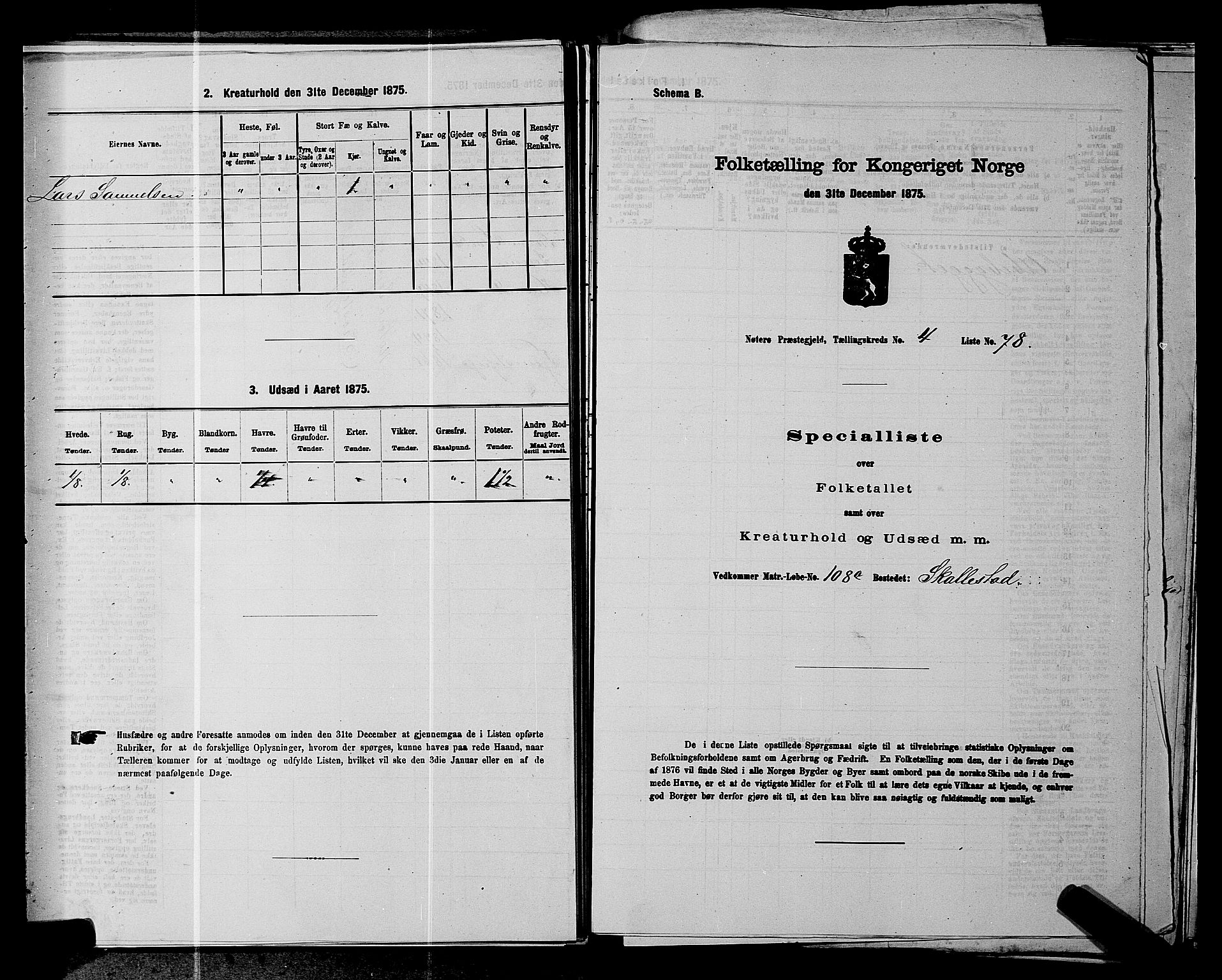 SAKO, 1875 census for 0722P Nøtterøy, 1875, p. 960