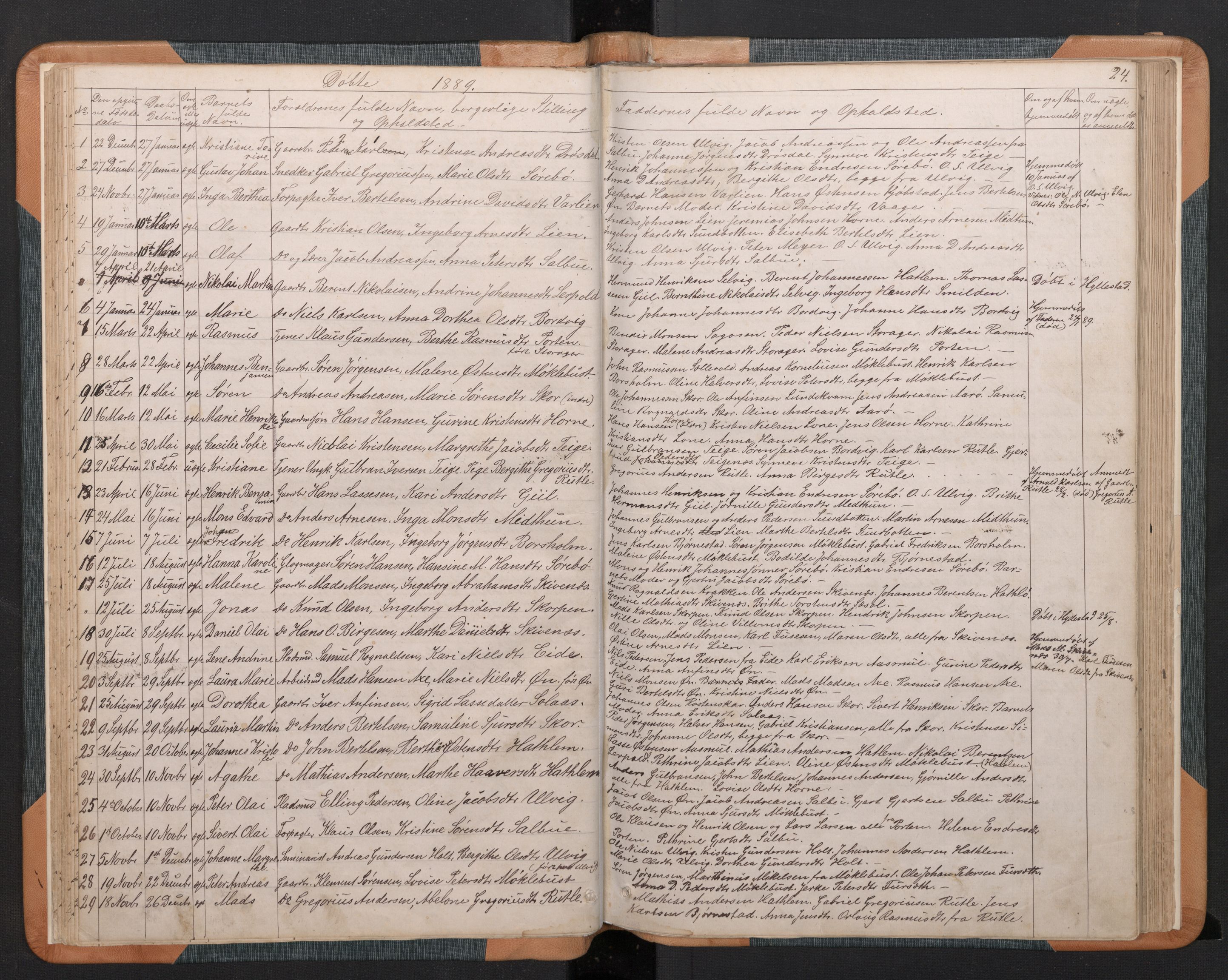 Hyllestad sokneprestembete, SAB/A-80401: Parish register (copy) no. C 2, 1874-1894, p. 23b-24a