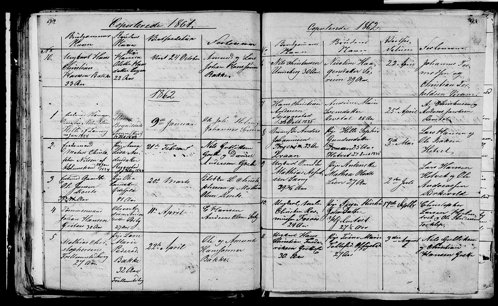 Våle kirkebøker, SAKO/A-334/G/Ga/L0002: Parish register (copy) no. I 2, 1851-1863, p. 92-93