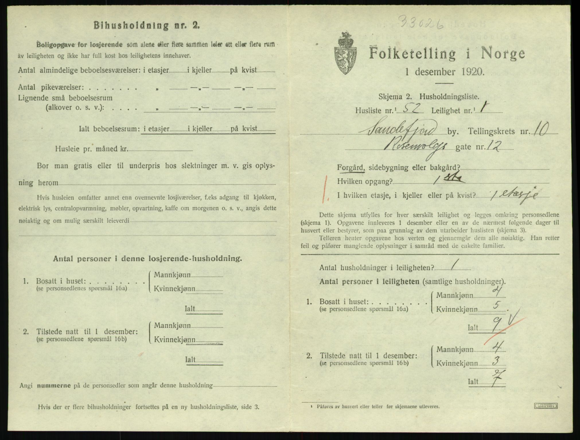 SAKO, 1920 census for Sandefjord, 1920, p. 4044