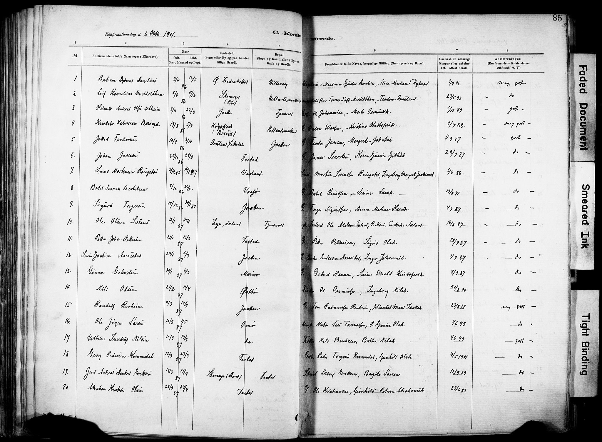 Hetland sokneprestkontor, AV/SAST-A-101826/30/30BA/L0012: Parish register (official) no. A 12, 1882-1912, p. 85