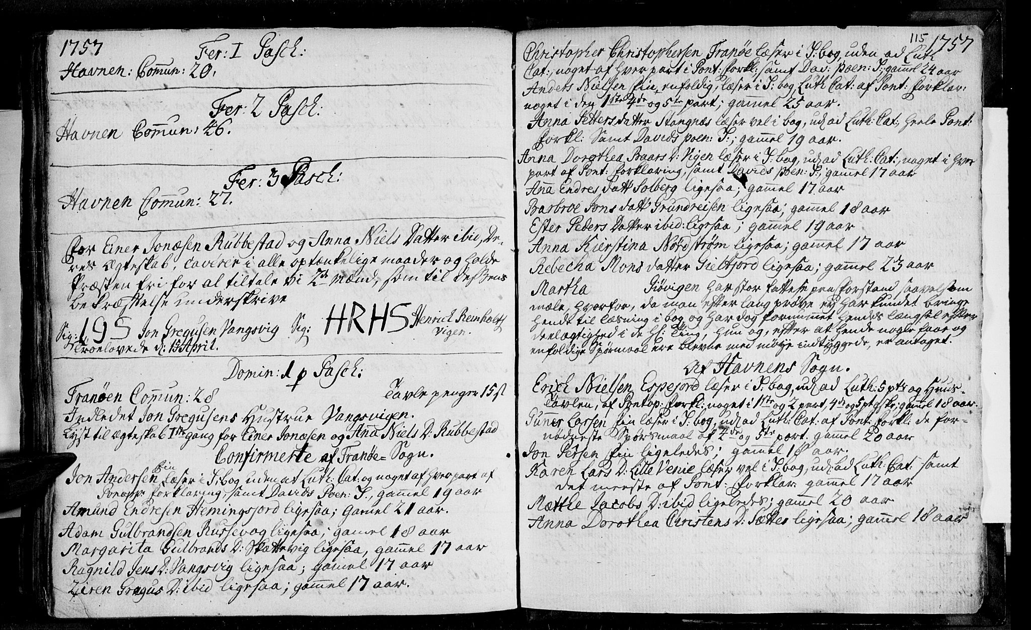 Ibestad sokneprestembete, AV/SATØ-S-0077/H/Ha/Haa/L0001kirke: Parish register (official) no. 1, 1744-1757, p. 115