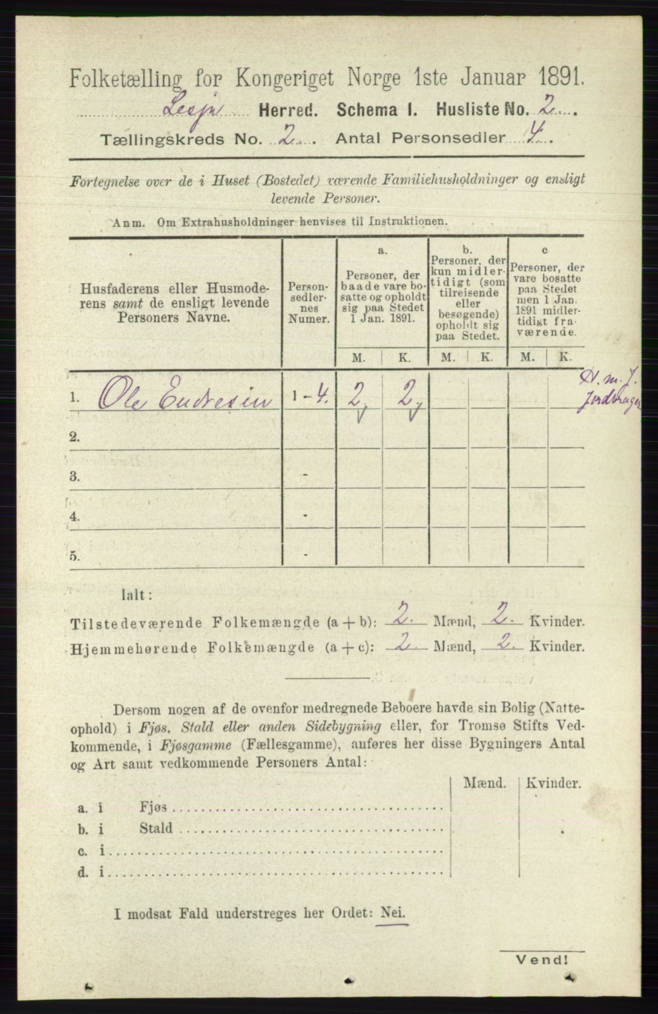 RA, 1891 census for 0512 Lesja, 1891, p. 371