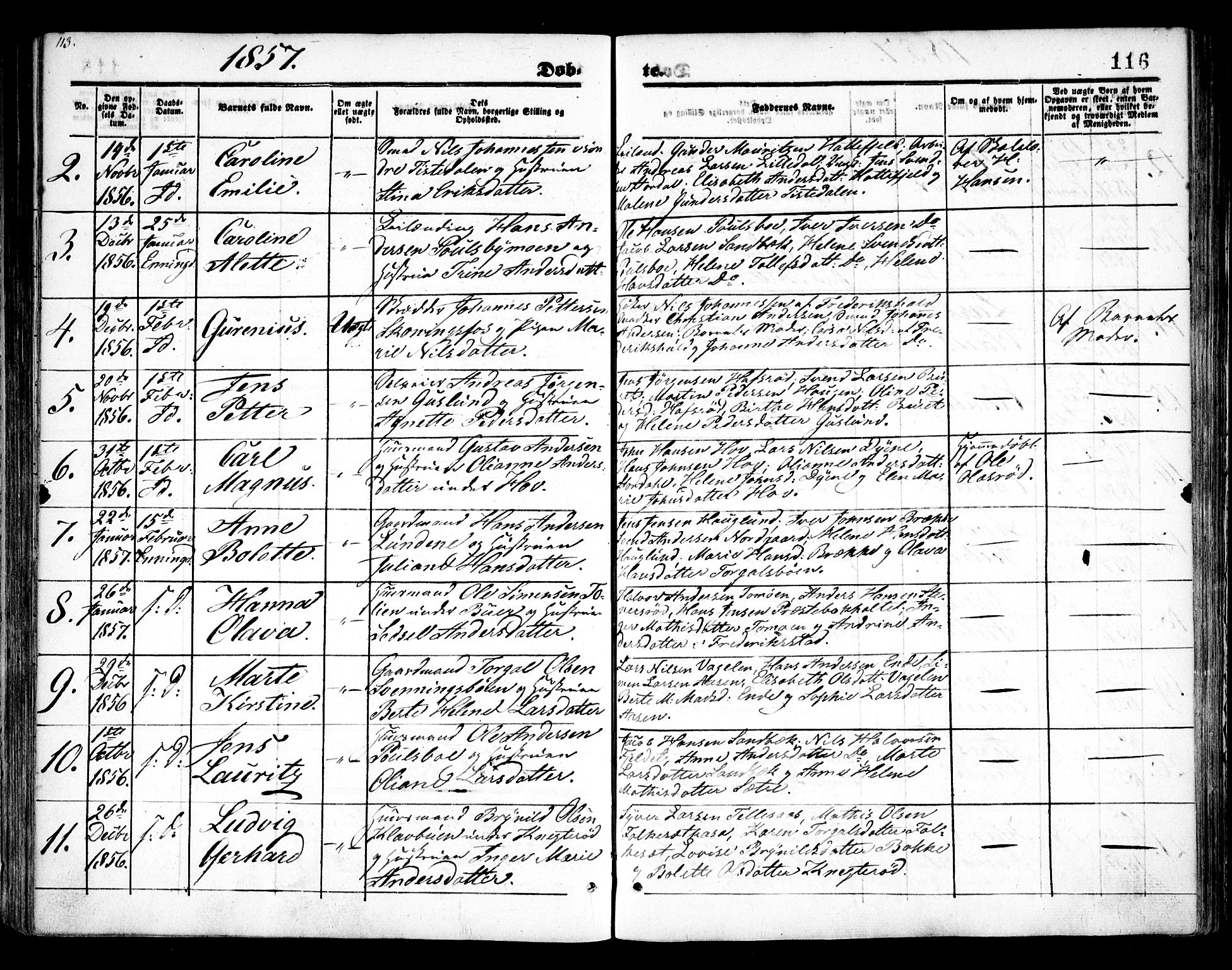 Idd prestekontor Kirkebøker, SAO/A-10911/F/Fc/L0004a: Parish register (official) no. III 4A, 1848-1860, p. 116