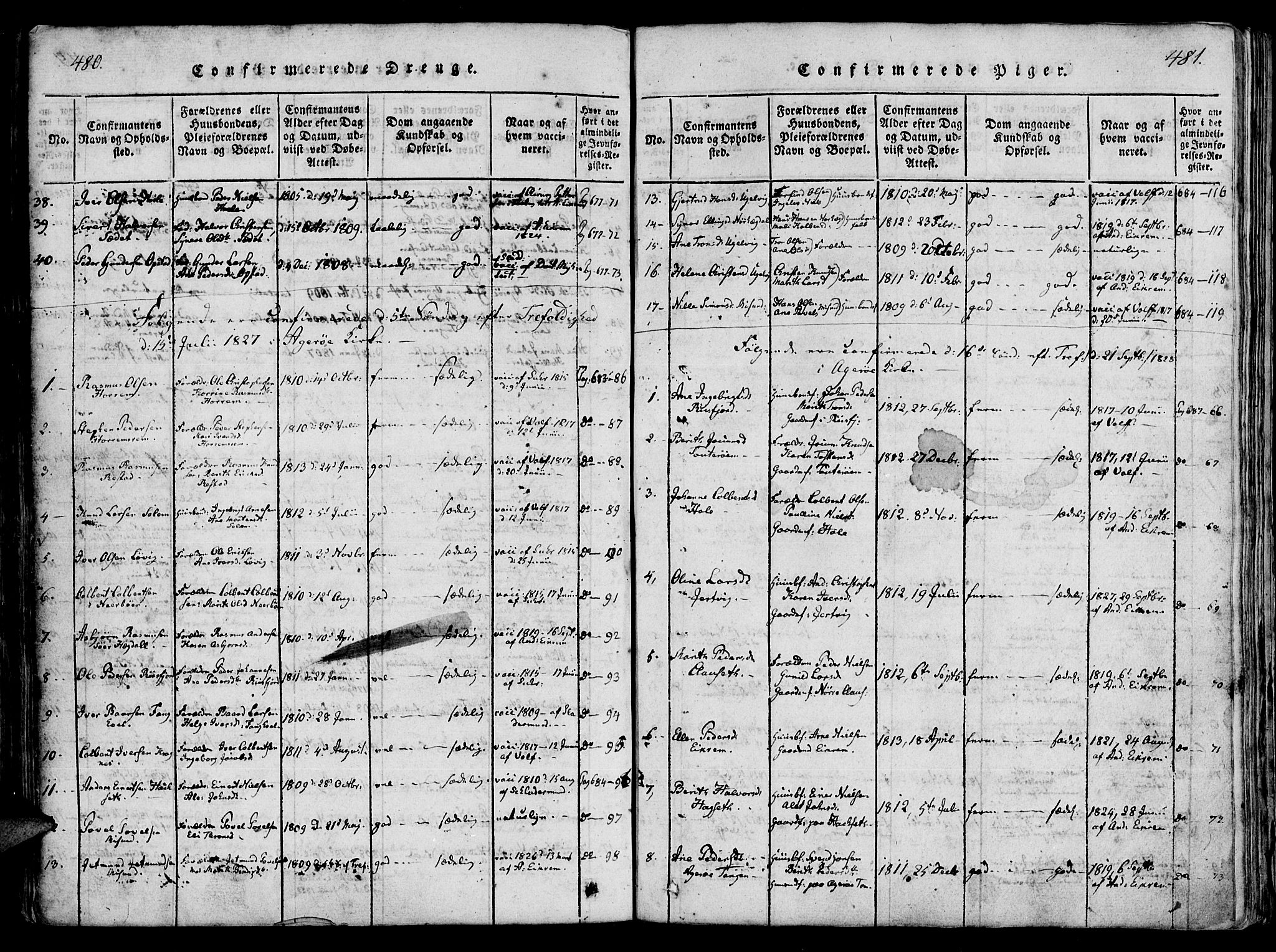 Ministerialprotokoller, klokkerbøker og fødselsregistre - Møre og Romsdal, AV/SAT-A-1454/560/L0718: Parish register (official) no. 560A02, 1817-1844, p. 480-481