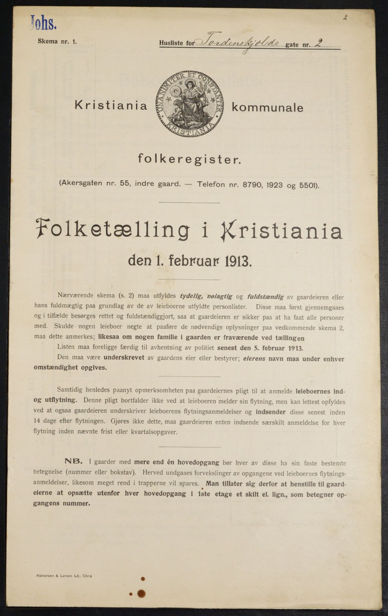 OBA, Municipal Census 1913 for Kristiania, 1913, p. 113712