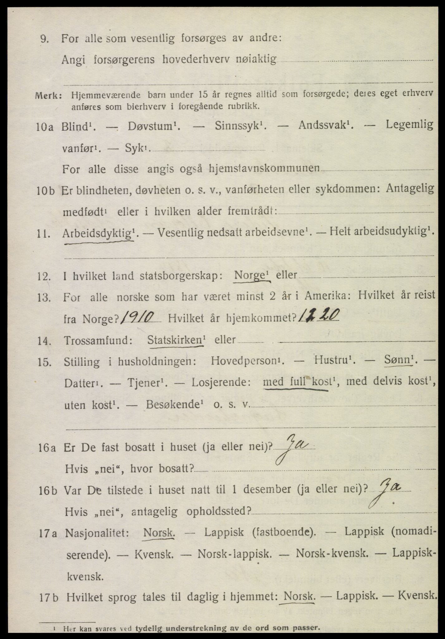 SAT, 1920 census for Mosvik, 1920, p. 395