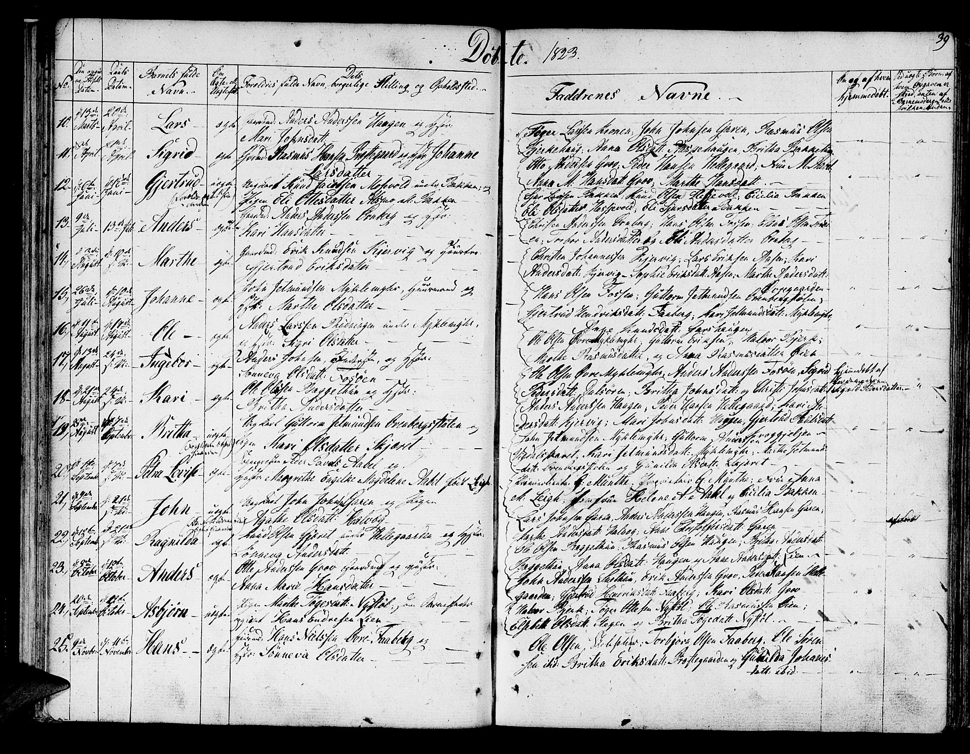 Jostedal sokneprestembete, AV/SAB-A-80601/H/Haa/Haaa/L0003: Parish register (official) no. A 3, 1807-1837, p. 39