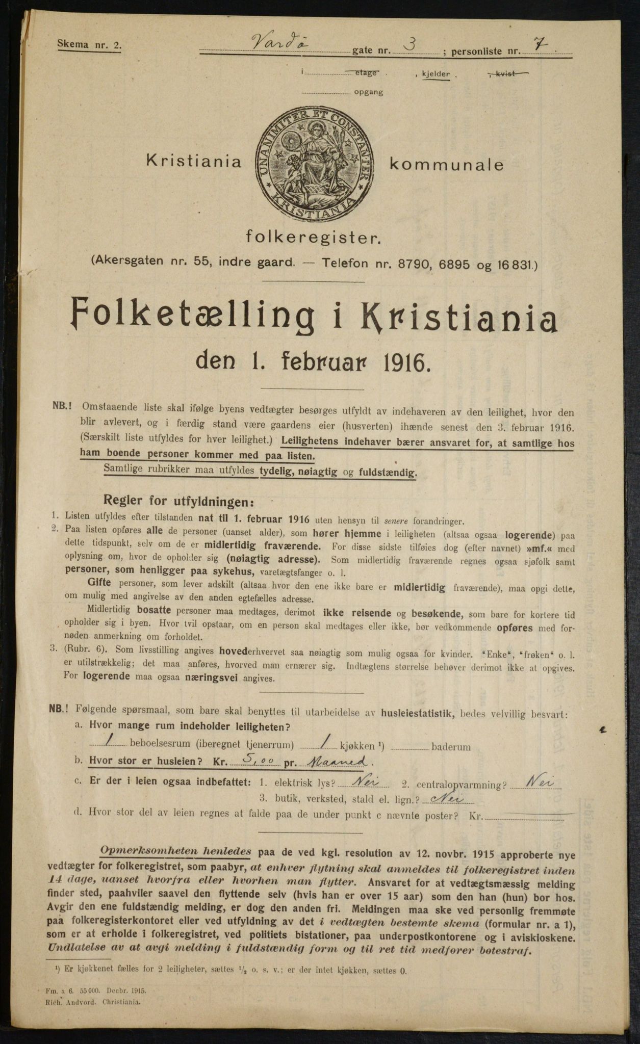 OBA, Municipal Census 1916 for Kristiania, 1916, p. 125643