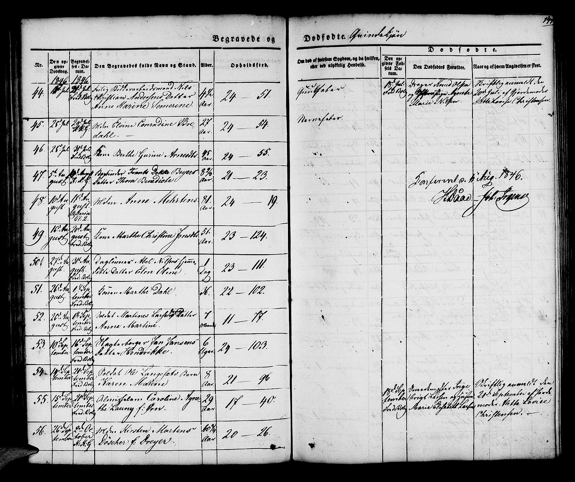 Korskirken sokneprestembete, SAB/A-76101/H/Hab: Parish register (copy) no. E 1, 1837-1851, p. 147