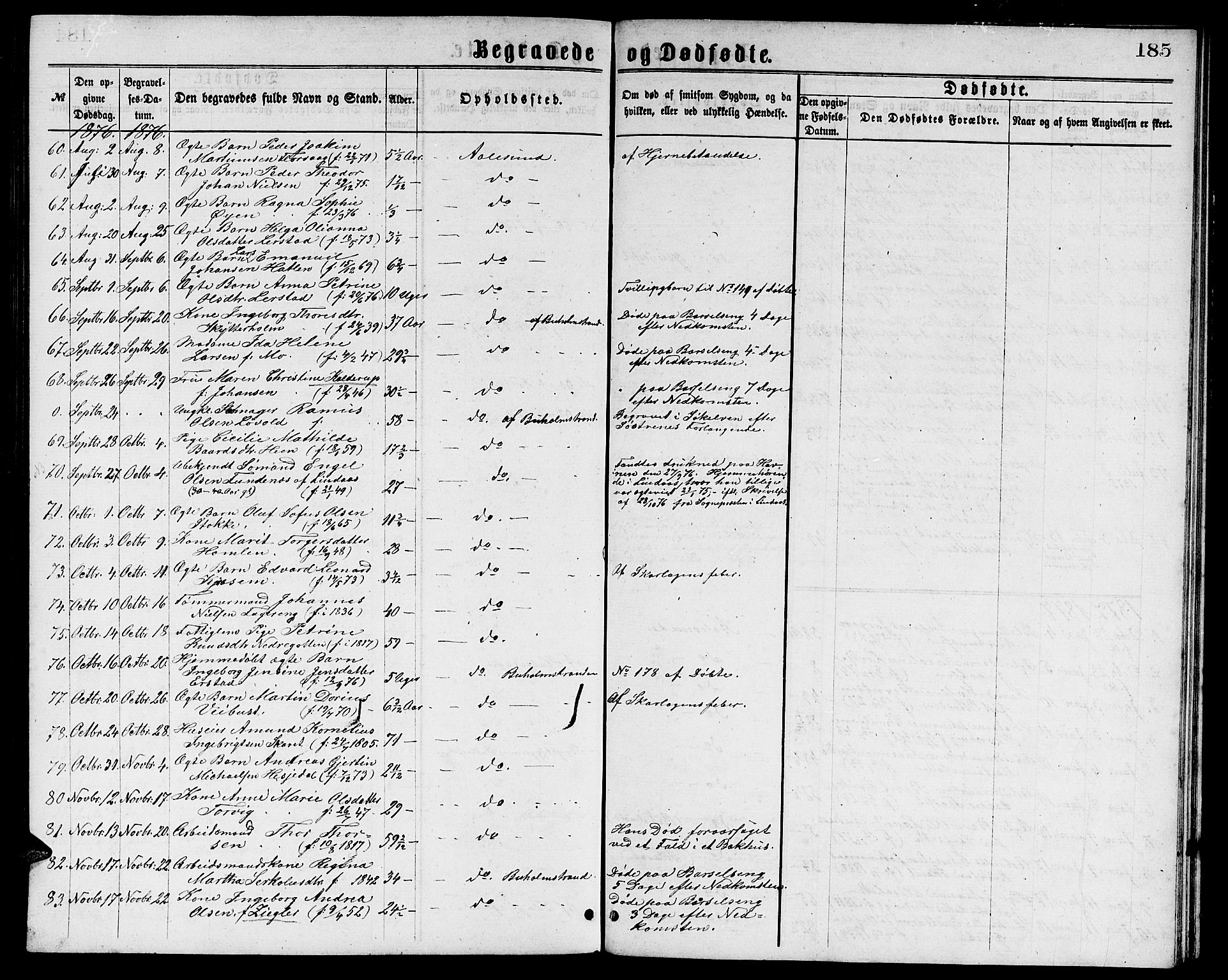 Ministerialprotokoller, klokkerbøker og fødselsregistre - Møre og Romsdal, AV/SAT-A-1454/529/L0465: Parish register (copy) no. 529C02, 1868-1877, p. 185