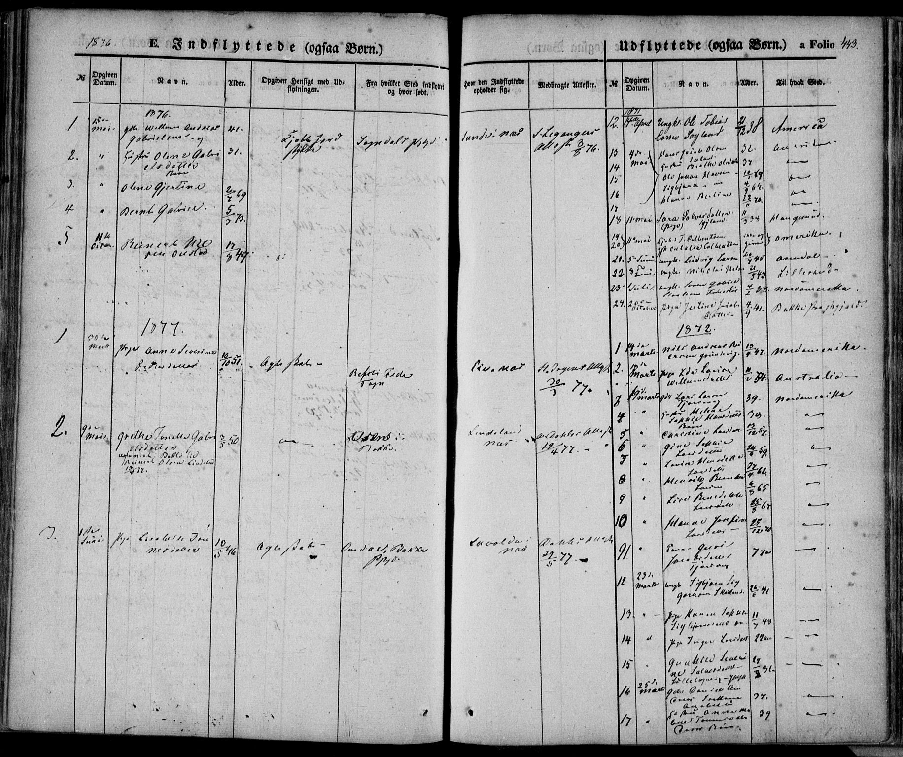 Flekkefjord sokneprestkontor, AV/SAK-1111-0012/F/Fa/Fac/L0005: Parish register (official) no. A 5, 1849-1875, p. 443