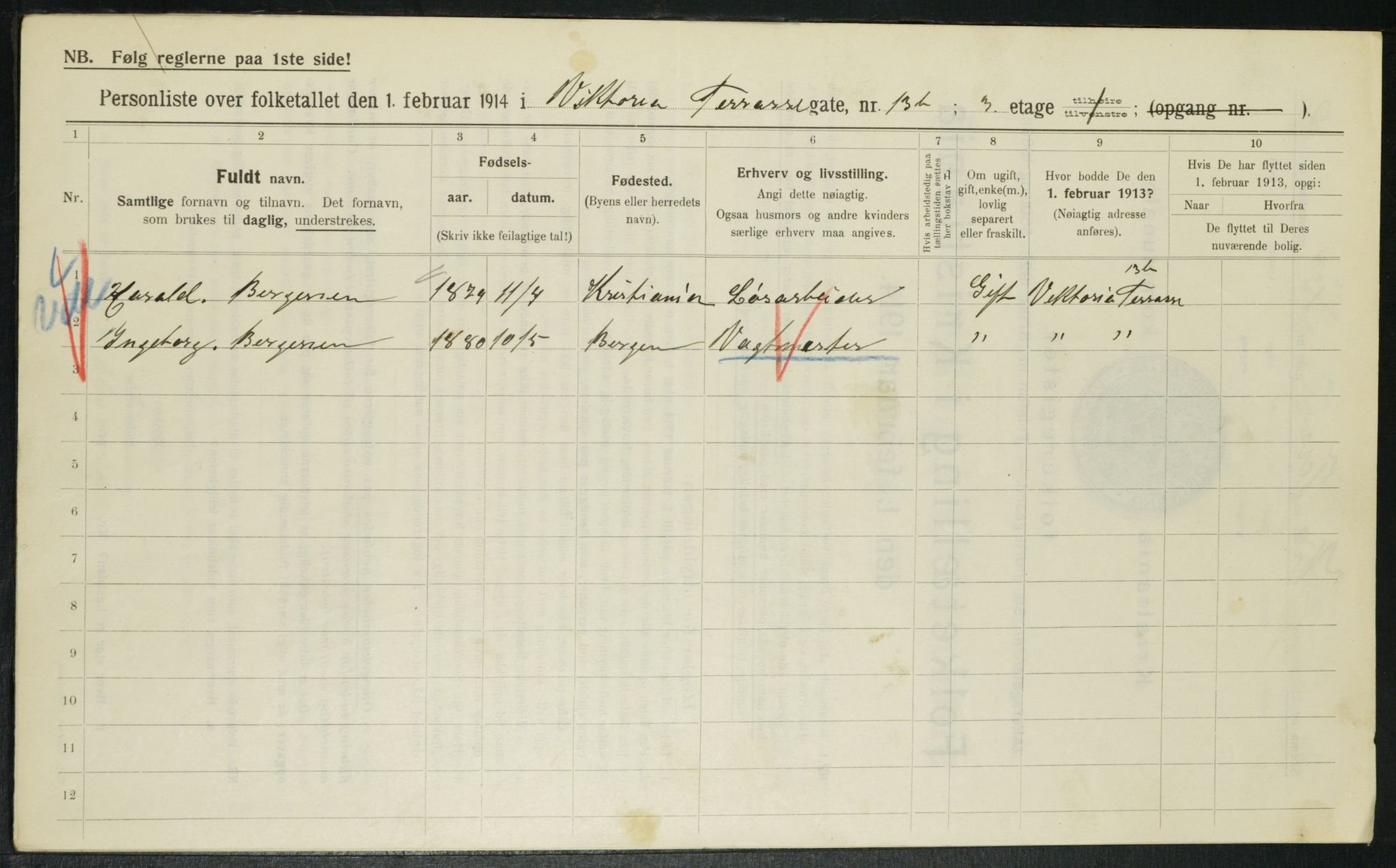 OBA, Municipal Census 1914 for Kristiania, 1914, p. 124600