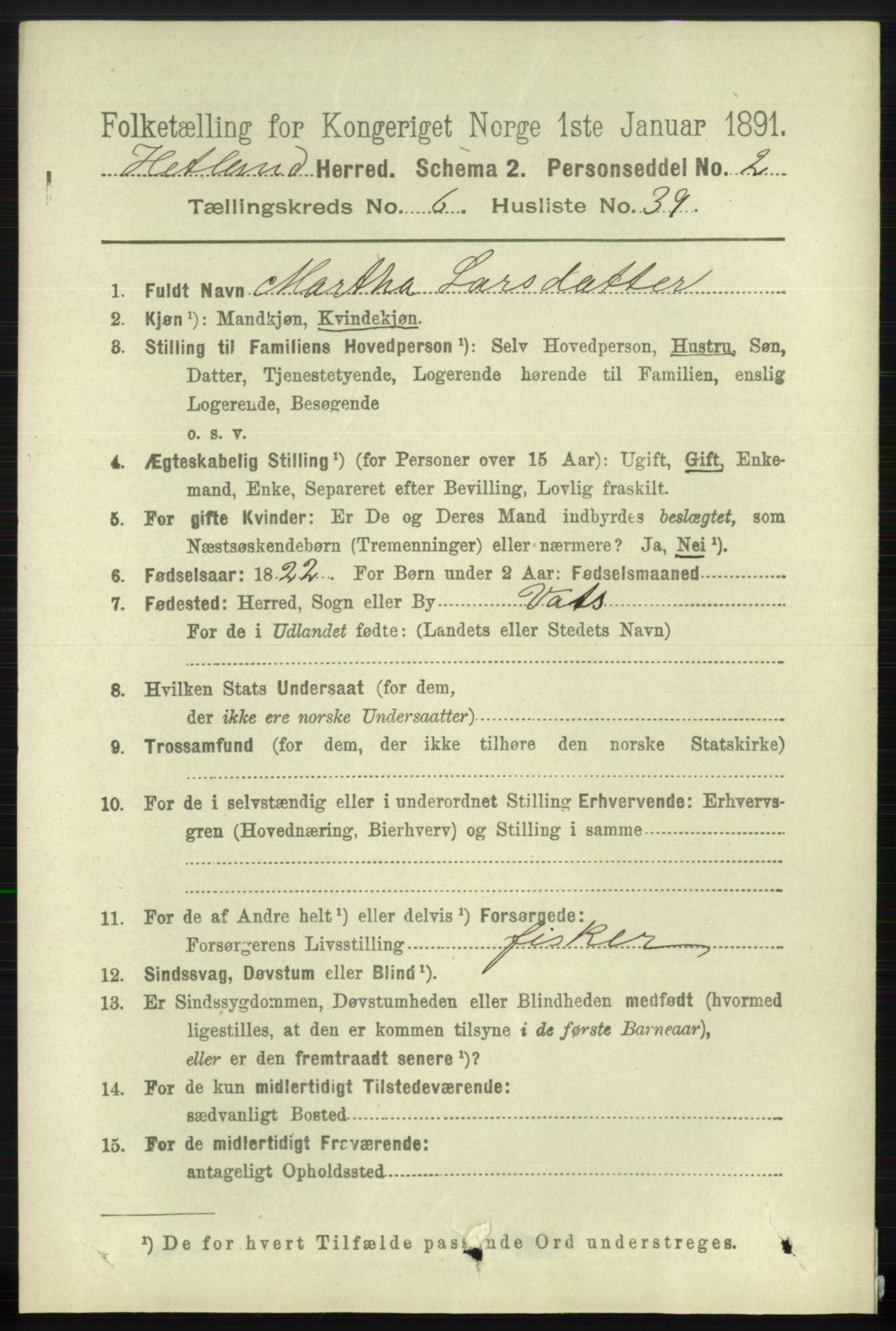 RA, 1891 census for 1126 Hetland, 1891, p. 3668