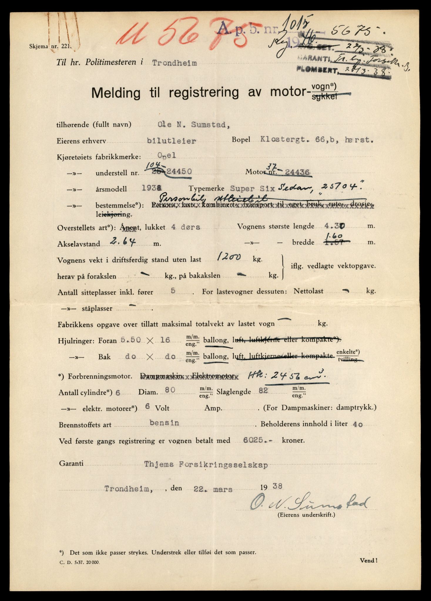 Møre og Romsdal vegkontor - Ålesund trafikkstasjon, SAT/A-4099/F/Fe/L0003: Registreringskort for kjøretøy T 232 - T 340, 1927-1998, p. 2732