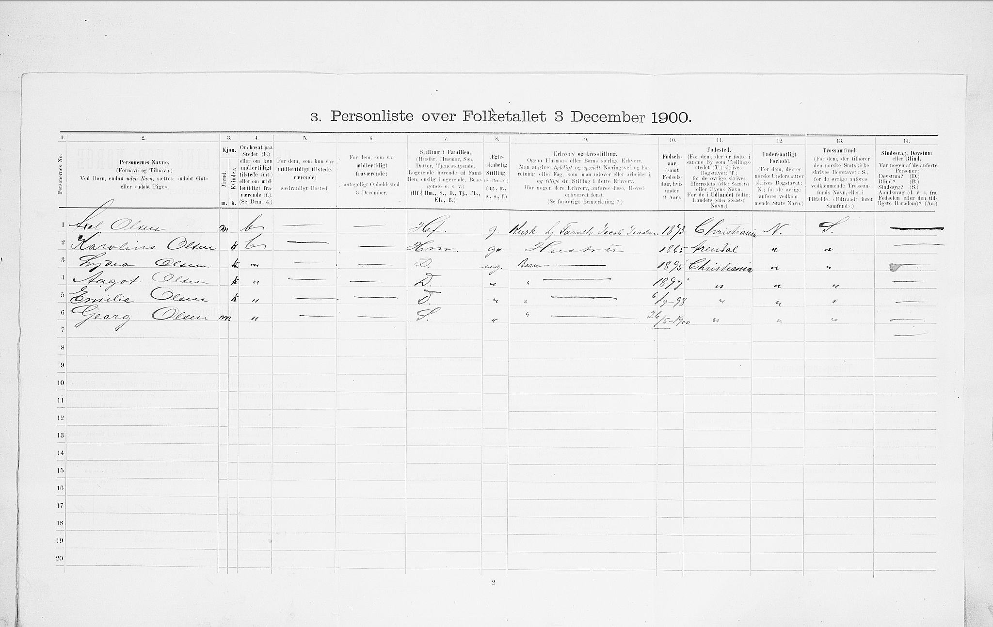 SAO, 1900 census for Kristiania, 1900, p. 102329