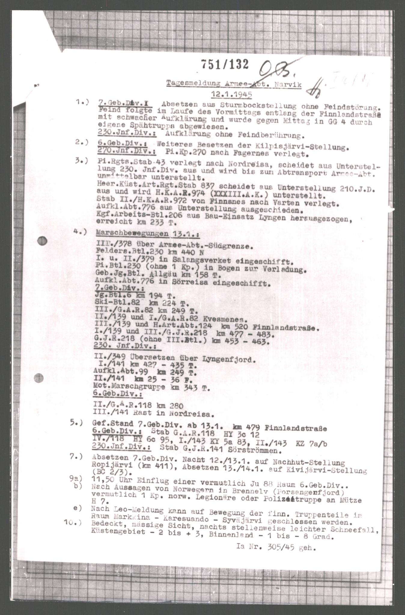 Forsvarets Overkommando. 2 kontor. Arkiv 11.4. Spredte tyske arkivsaker, AV/RA-RAFA-7031/D/Dar/Dara/L0006: Krigsdagbøker for 20. Gebirgs-Armee-Oberkommando (AOK 20), 1945, p. 433