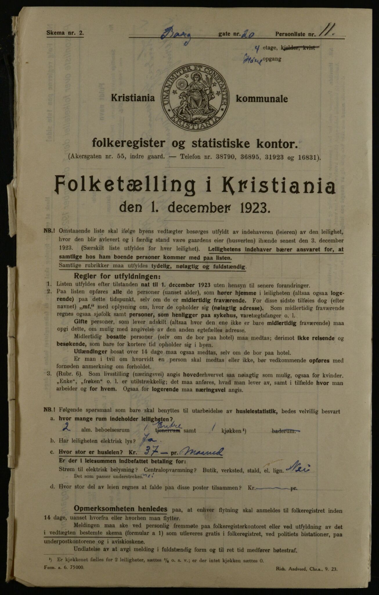 OBA, Municipal Census 1923 for Kristiania, 1923, p. 9142