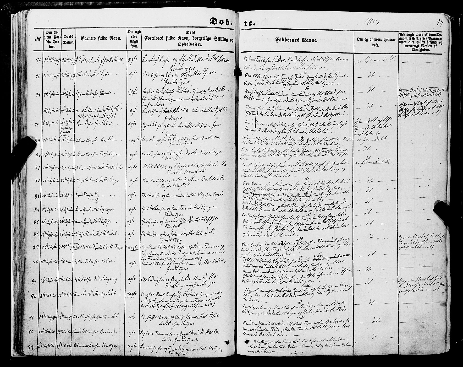 Skånevik sokneprestembete, AV/SAB-A-77801/H/Haa: Parish register (official) no. A 5I, 1848-1869, p. 24