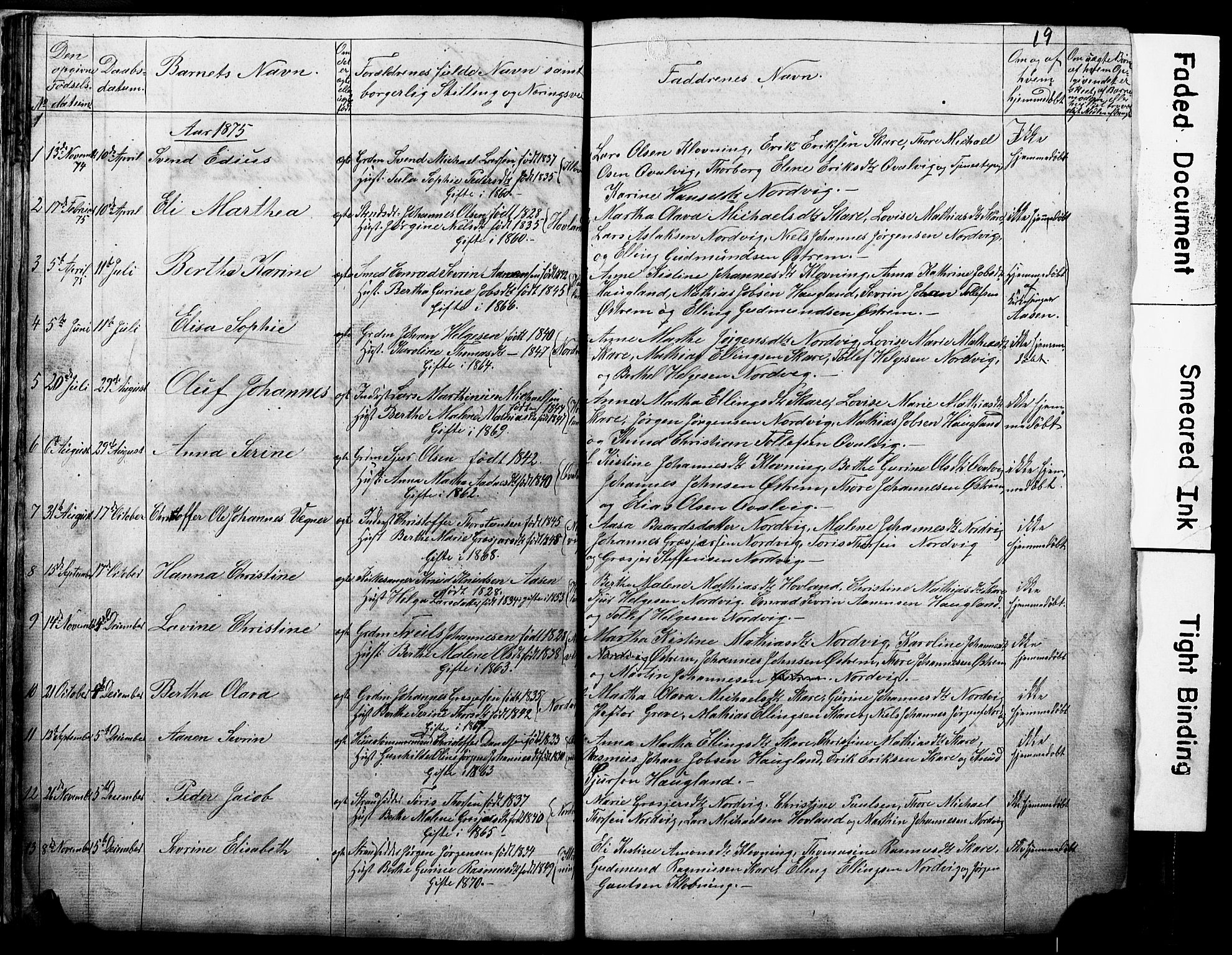 Torvastad sokneprestkontor, SAST/A -101857/H/Ha/Hab/L0005: Parish register (copy) no. B 5, 1857-1908, p. 19