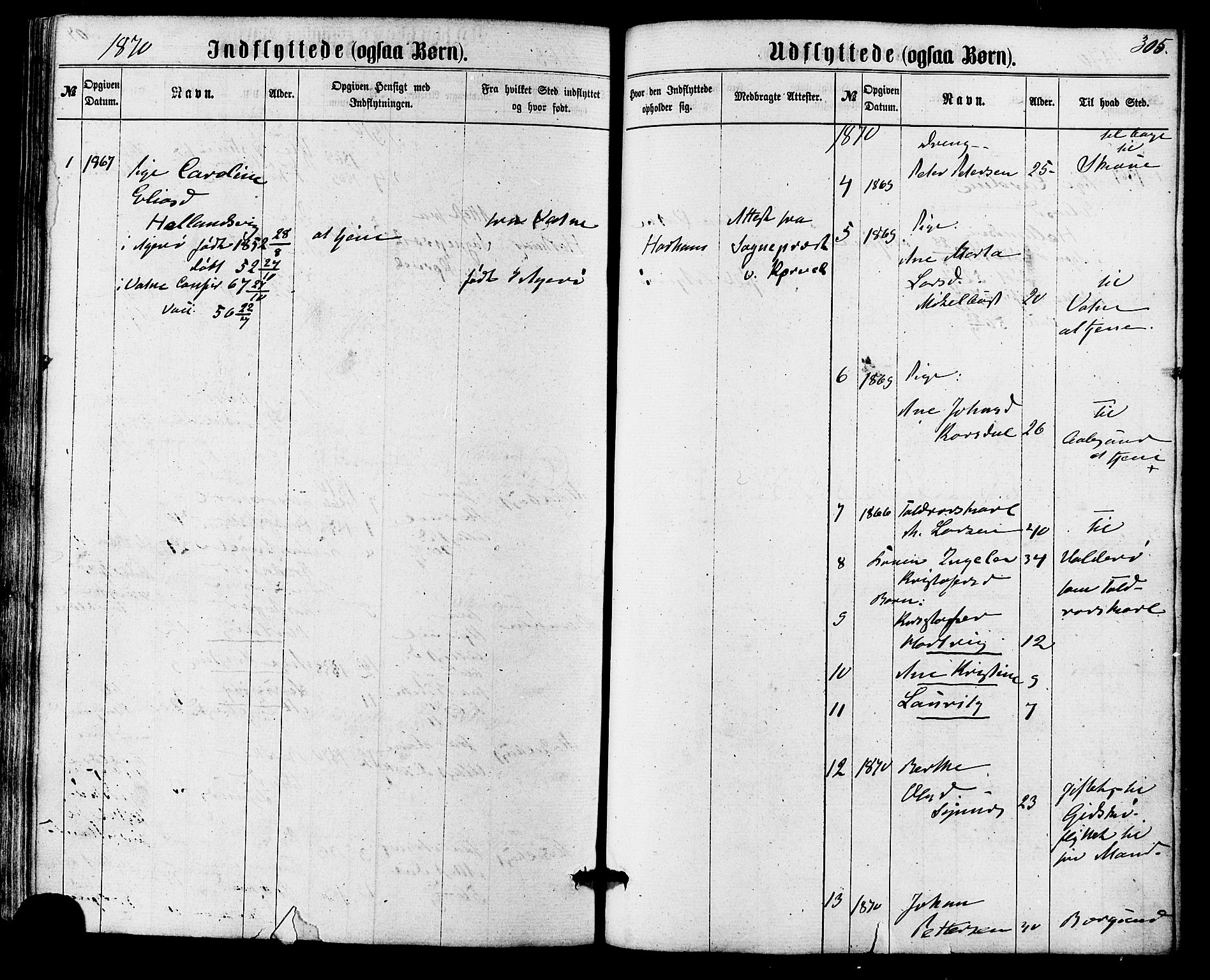 Ministerialprotokoller, klokkerbøker og fødselsregistre - Møre og Romsdal, AV/SAT-A-1454/536/L0498: Parish register (official) no. 536A07, 1862-1875, p. 305