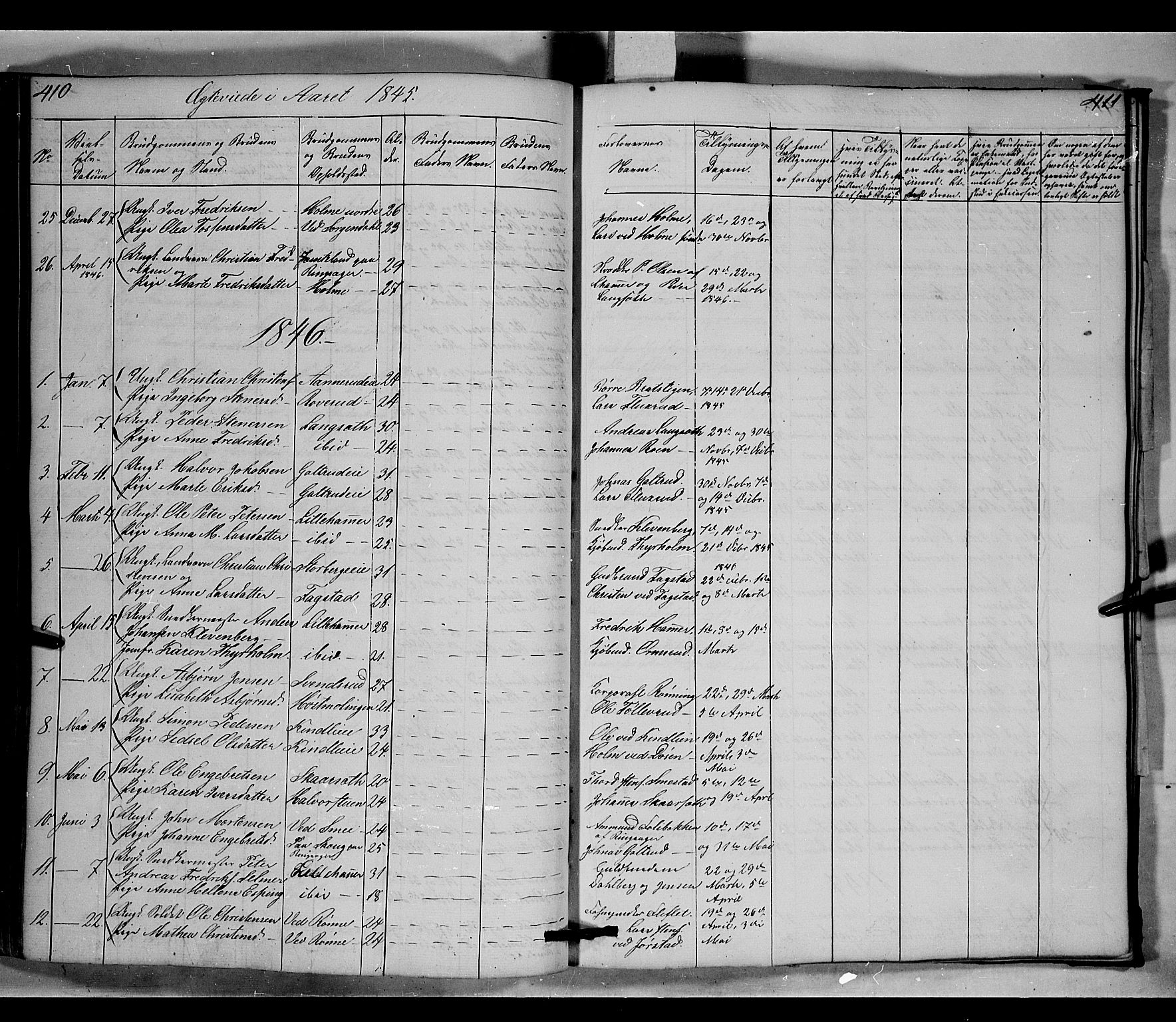 Fåberg prestekontor, SAH/PREST-086/H/Ha/Hab/L0006: Parish register (copy) no. 6, 1837-1855, p. 410-411
