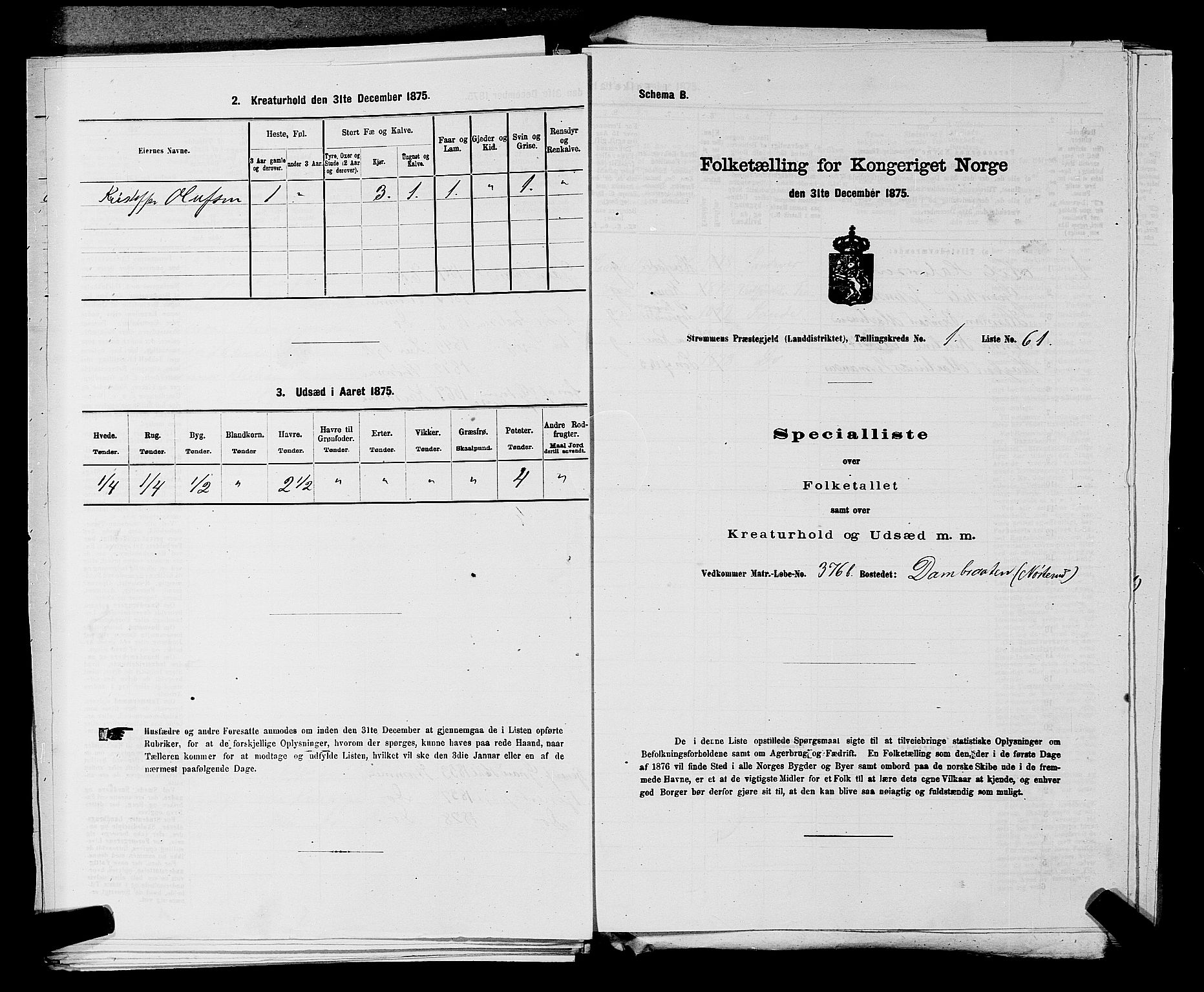 SAKO, 1875 census for 0711L Strømm/Strømm, 1875, p. 158