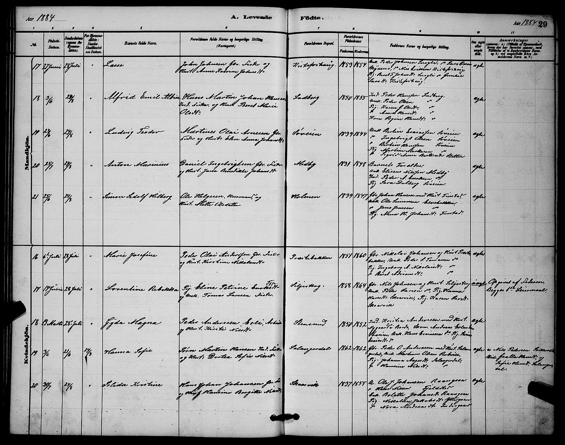 Ibestad sokneprestembete, AV/SATØ-S-0077/H/Ha/Hab/L0014klokker: Parish register (copy) no. 14, 1880-1887, p. 29