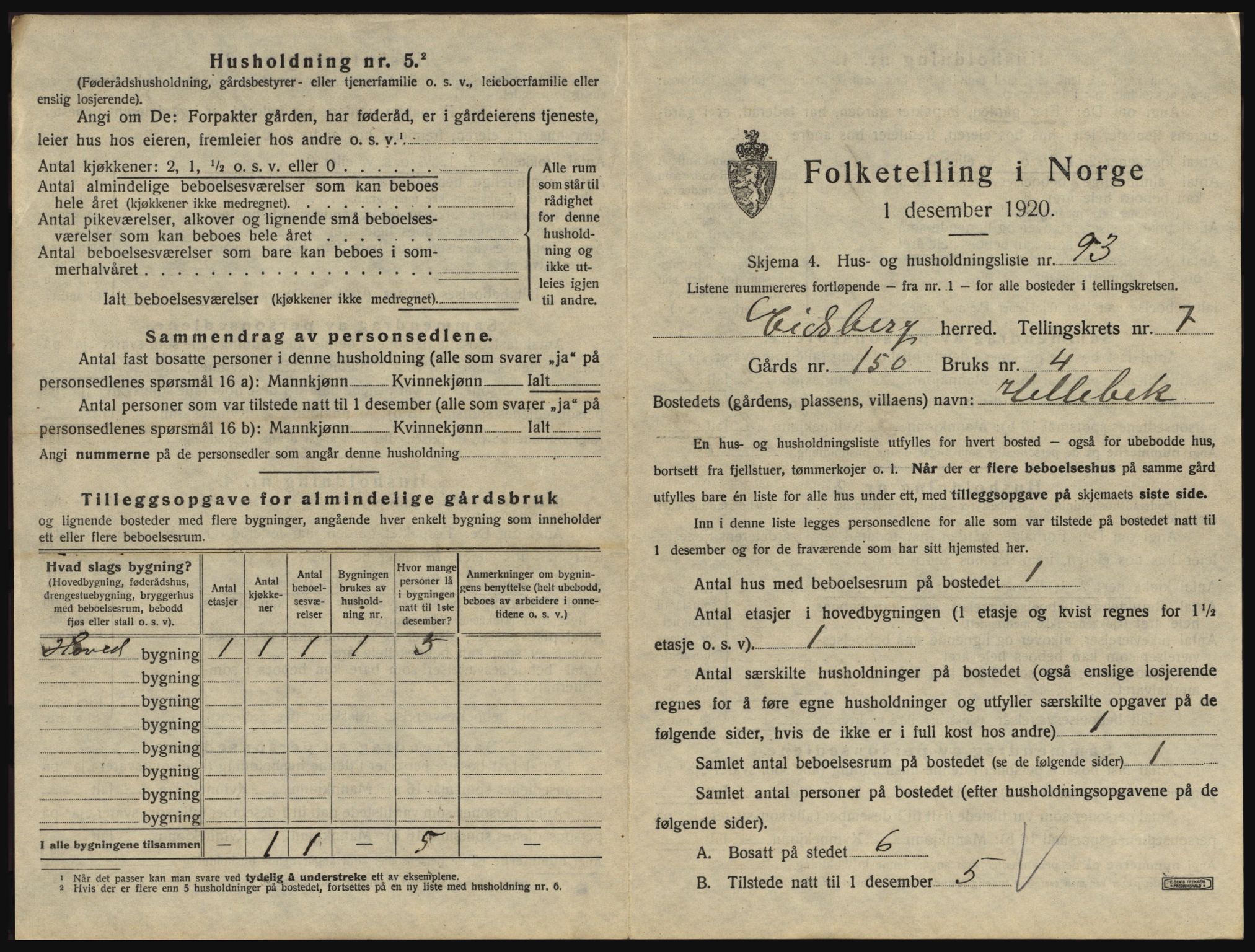 SAO, 1920 census for Eidsberg, 1920, p. 1367