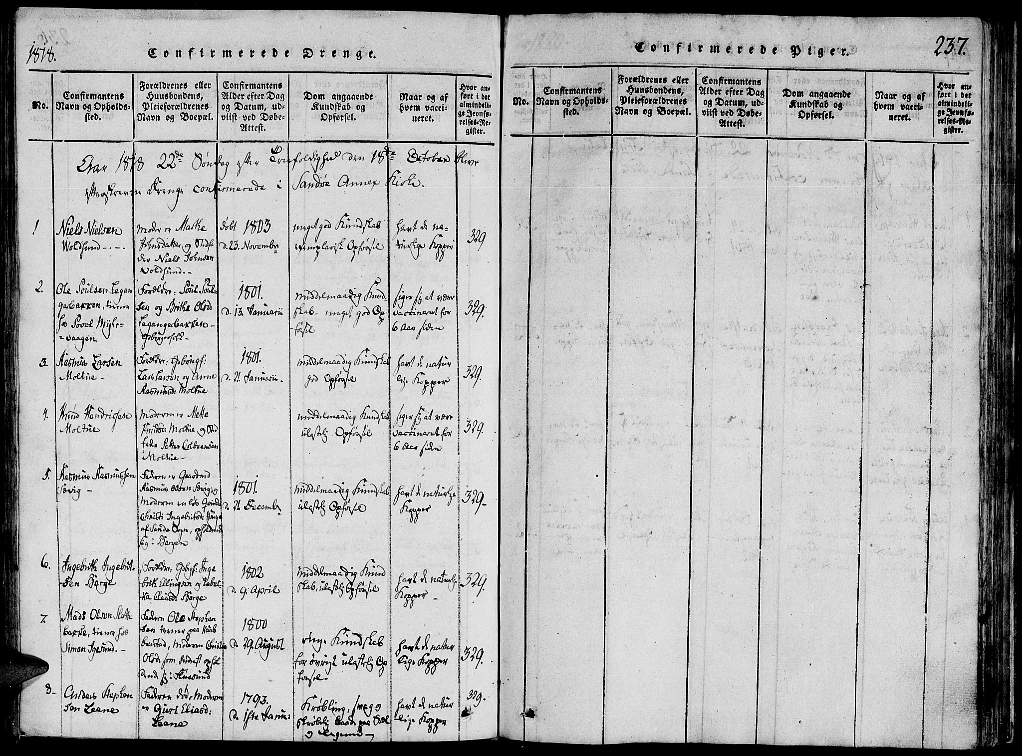 Ministerialprotokoller, klokkerbøker og fødselsregistre - Møre og Romsdal, AV/SAT-A-1454/507/L0069: Parish register (official) no. 507A04, 1816-1841, p. 237