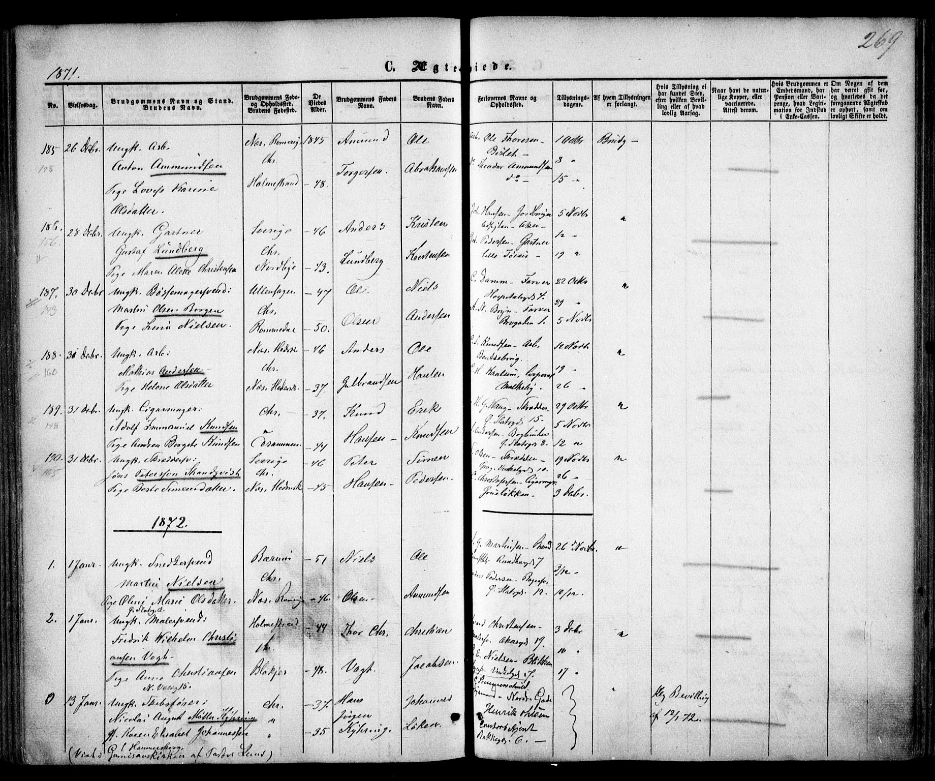 Trefoldighet prestekontor Kirkebøker, AV/SAO-A-10882/F/Fc/L0001: Parish register (official) no. III 1, 1858-1874, p. 269