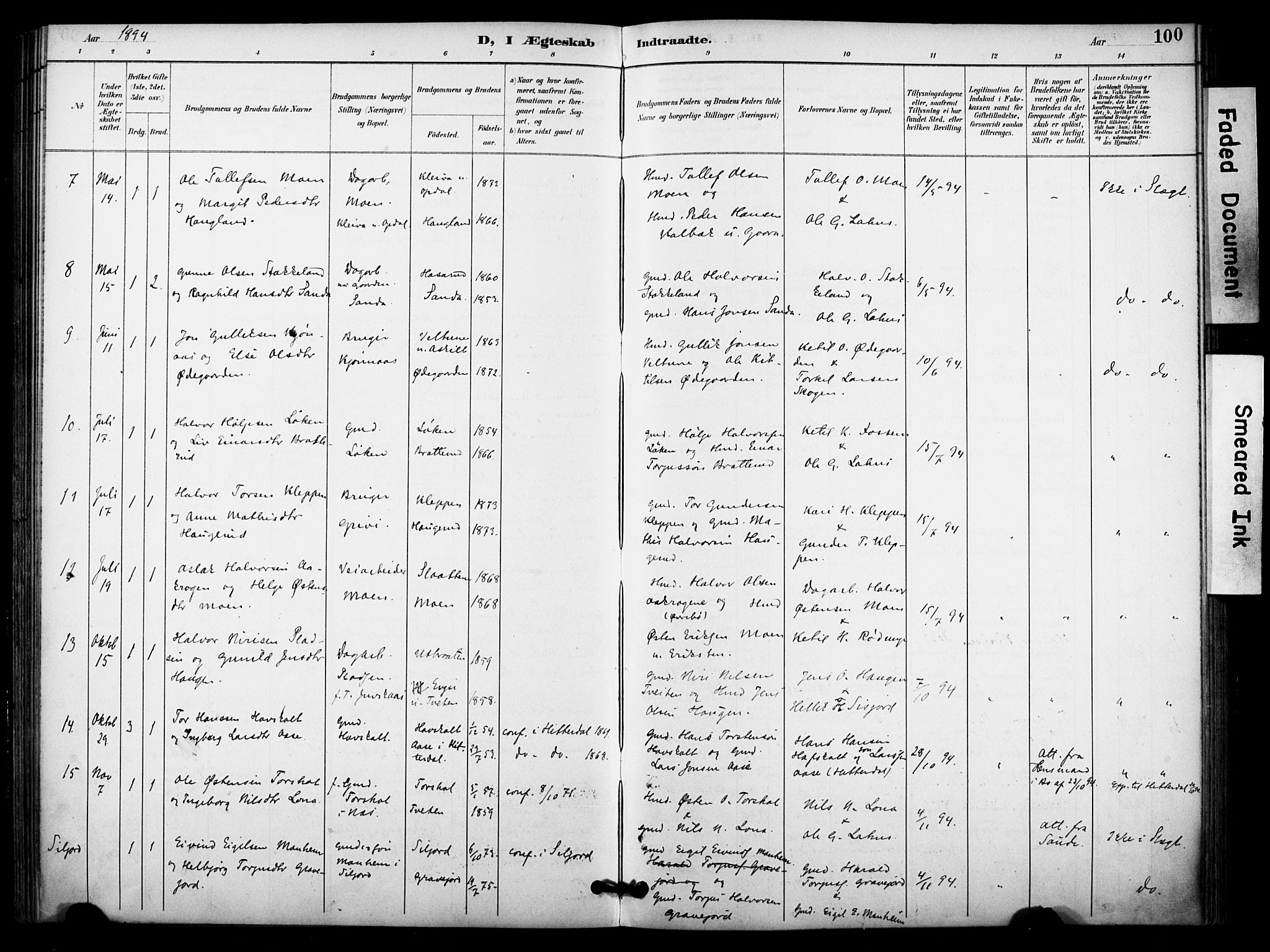 Bø kirkebøker, SAKO/A-257/F/Fa/L0011: Parish register (official) no. 11, 1892-1900, p. 100