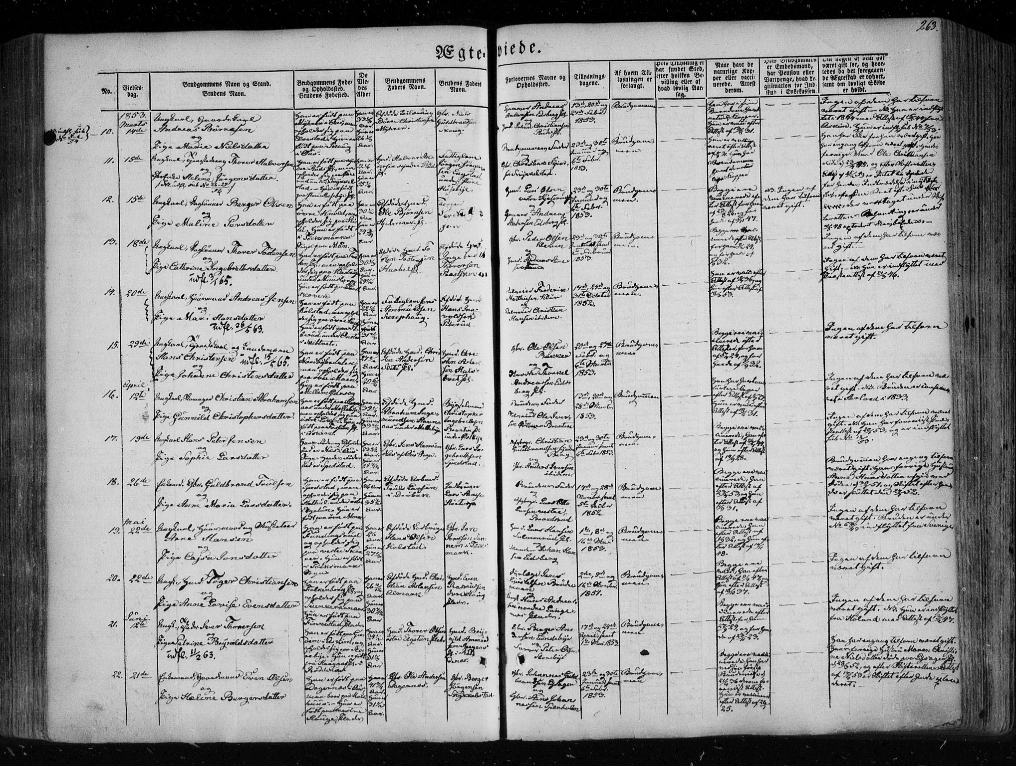 Eidsberg prestekontor Kirkebøker, SAO/A-10905/F/Fa/L0009: Parish register (official) no. I 9, 1849-1856, p. 263