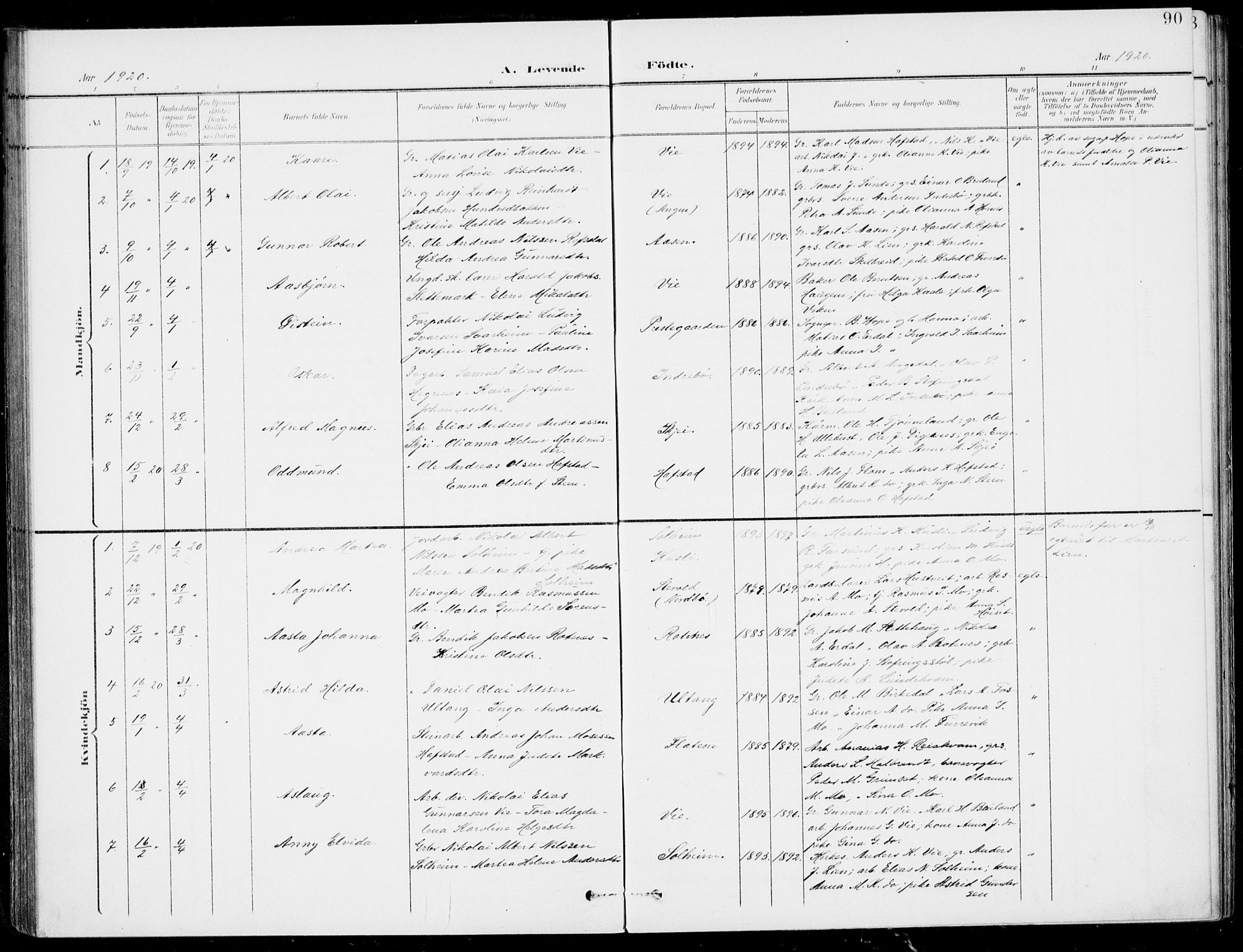 Førde sokneprestembete, SAB/A-79901/H/Haa/Haab/L0002: Parish register (official) no. B  2, 1899-1920, p. 90