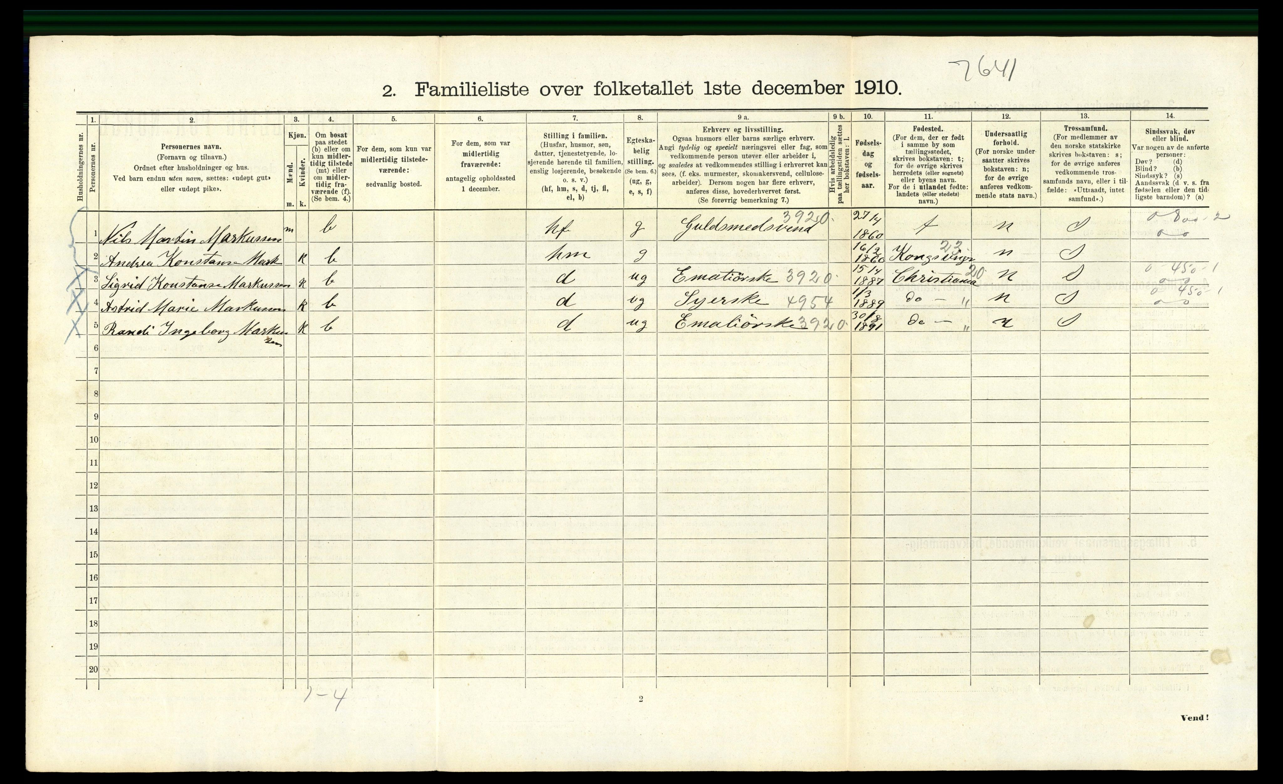 RA, 1910 census for Bergen, 1910, p. 36084