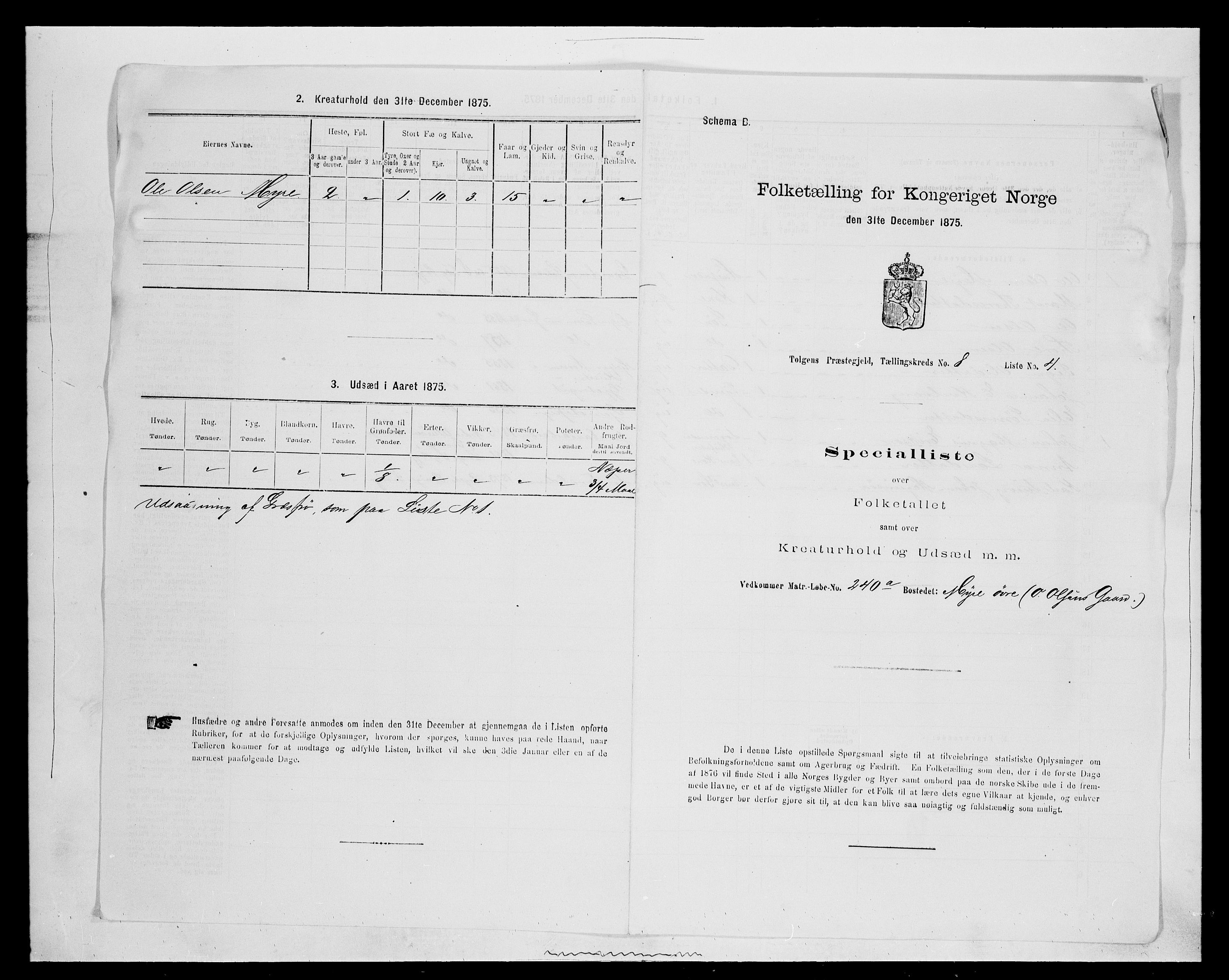 SAH, 1875 census for 0436P Tolga, 1875, p. 794