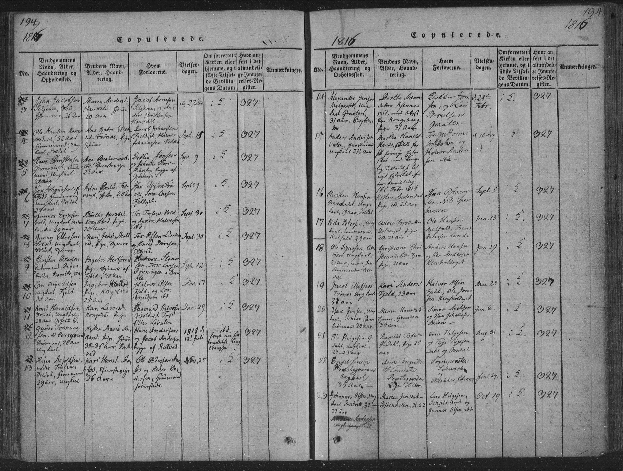 Solum kirkebøker, SAKO/A-306/F/Fa/L0004: Parish register (official) no. I 4, 1814-1833, p. 194