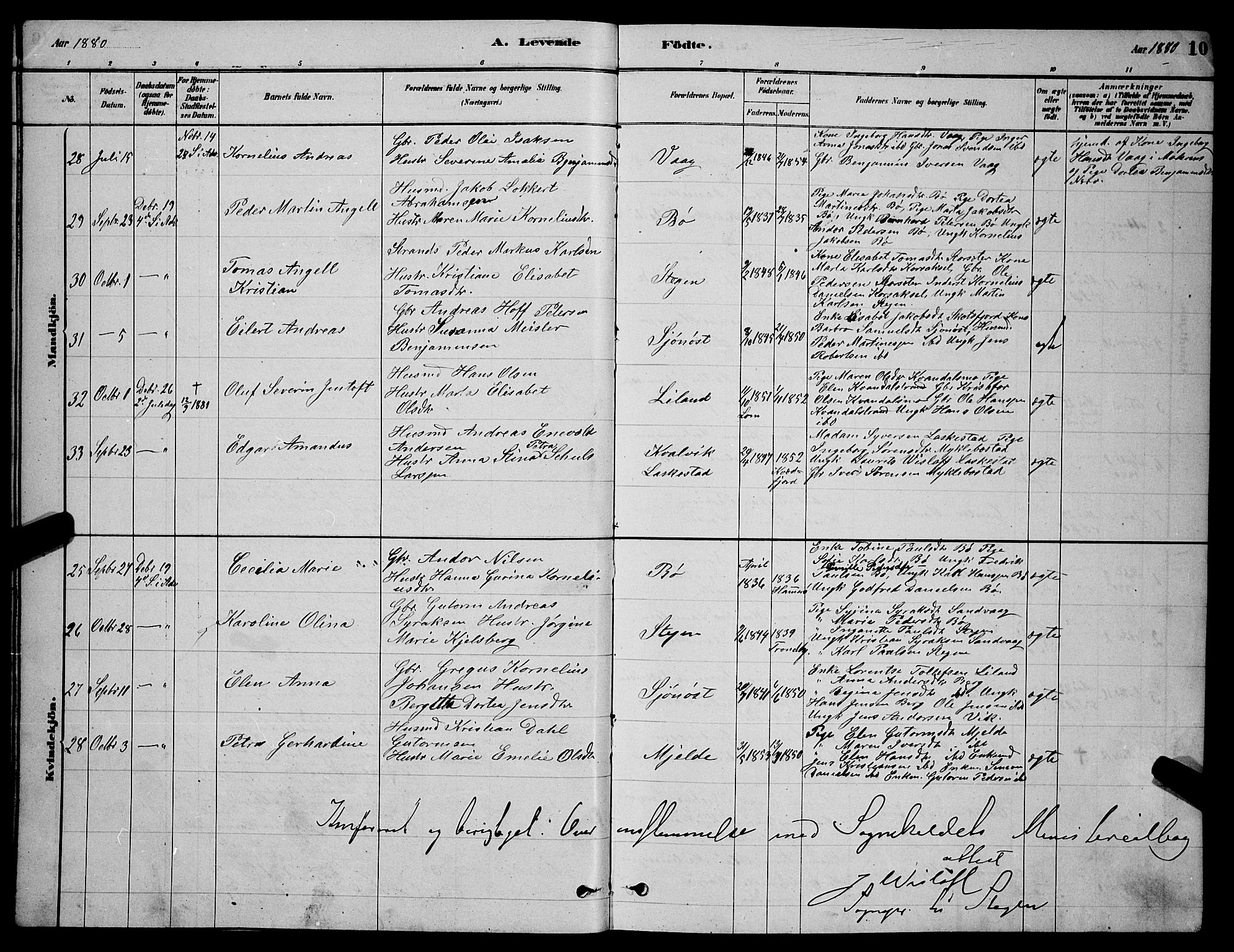 Ministerialprotokoller, klokkerbøker og fødselsregistre - Nordland, AV/SAT-A-1459/855/L0816: Parish register (copy) no. 855C05, 1879-1894, p. 10