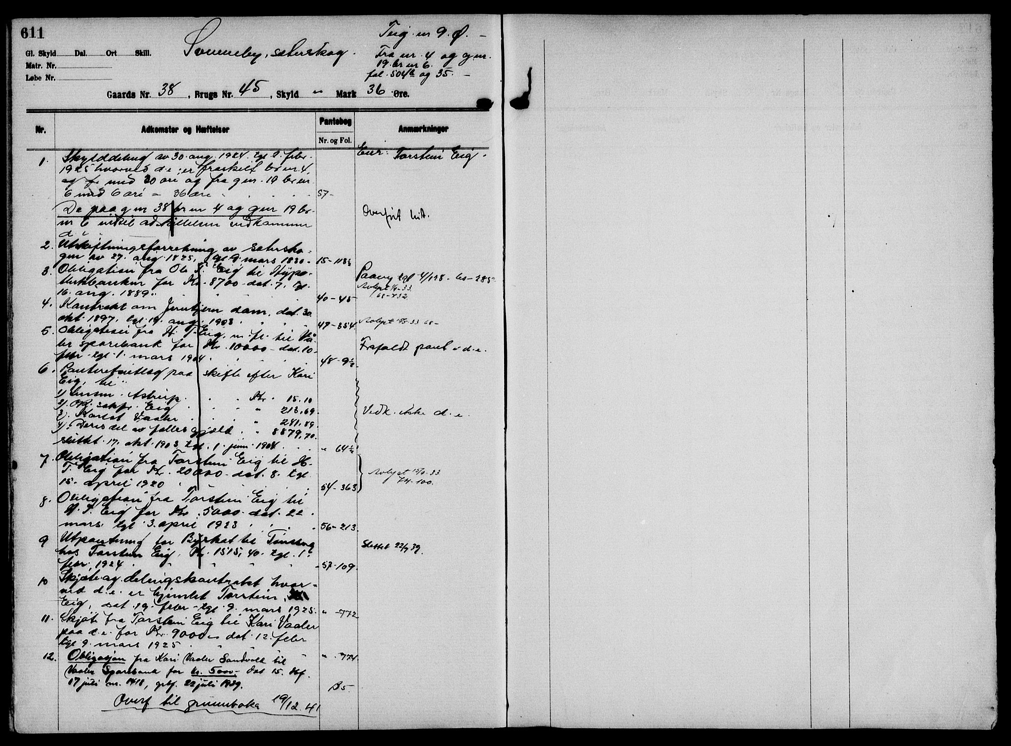 Solør tingrett, AV/SAH-TING-008/H/Ha/Hak/L0002: Mortgage register no. II, 1900-1935, p. 611