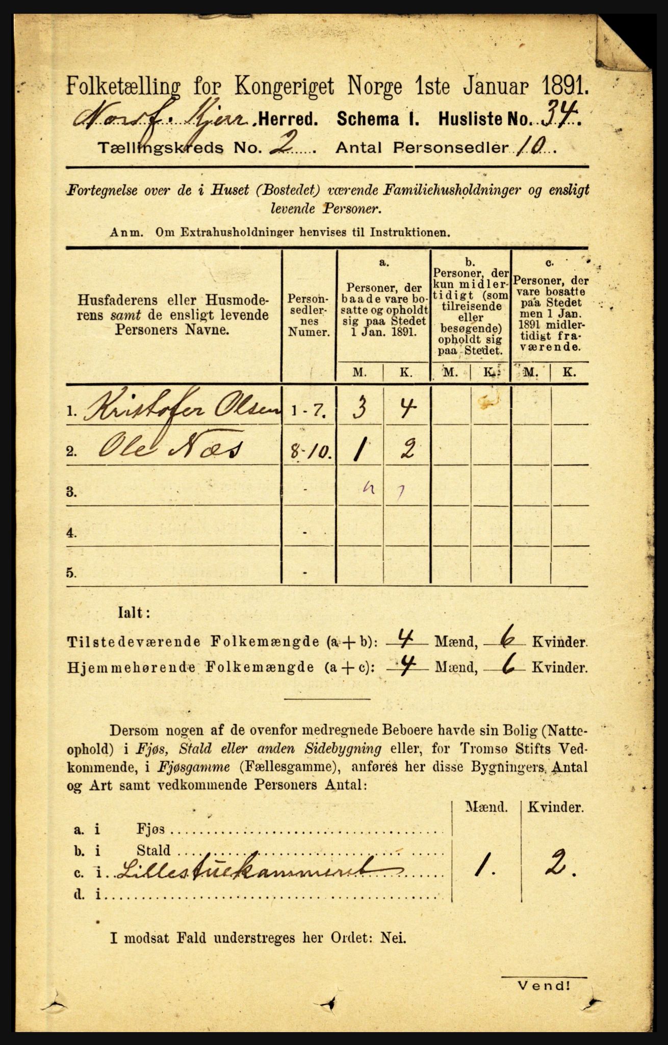 RA, 1891 census for 1846 Nordfold-Kjerringøy, 1891, p. 422